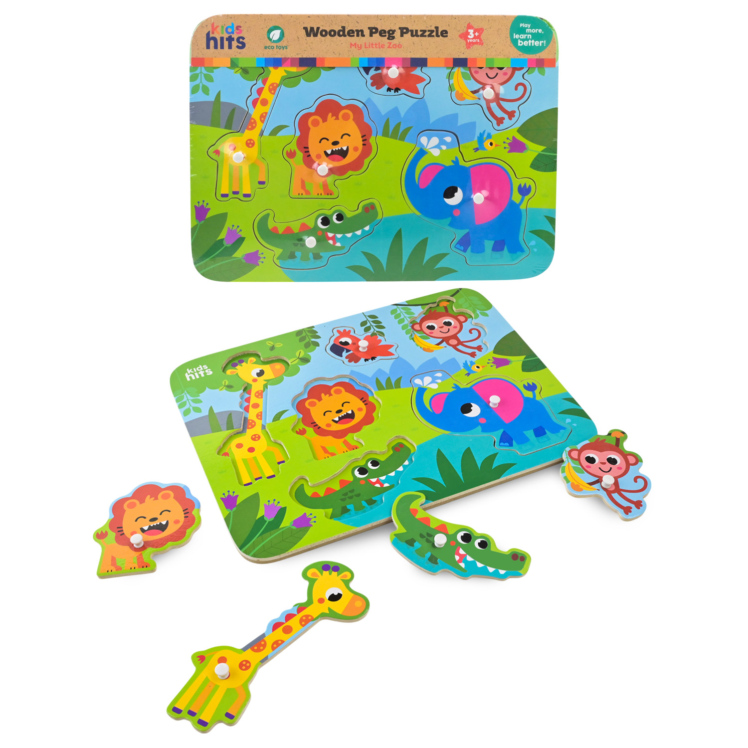 Дерев'яна іграшка Kids Hits арт. KH20/072 (44шт) пазли вкладиші у плівці 30*22*2 см