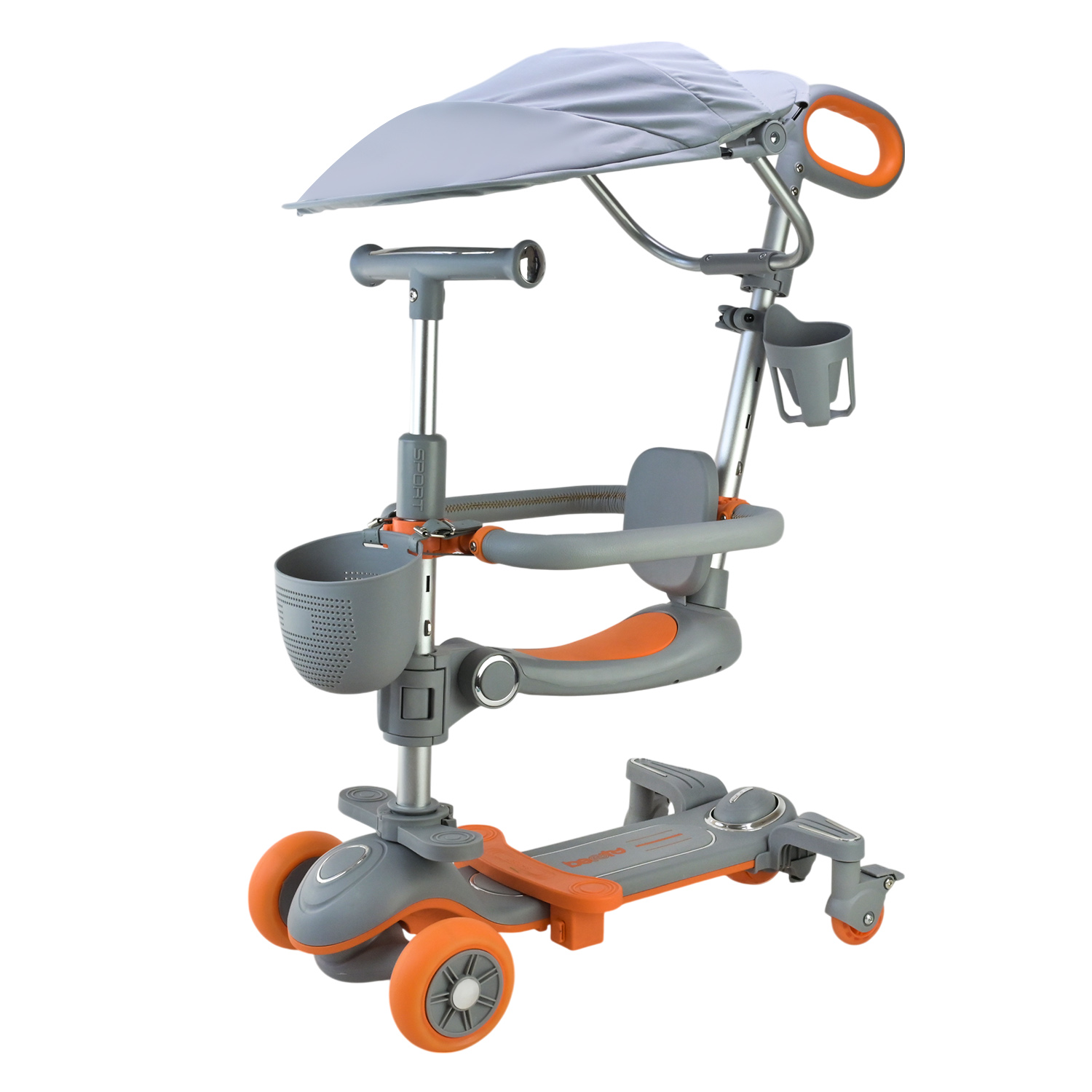 Самокат дитячий 3-х коліс арт. SC822 (3шт) 3 кольори, 2 колеса, PU світло, заднє пластик,складний з батьківск.ручкою та дахом,у кор