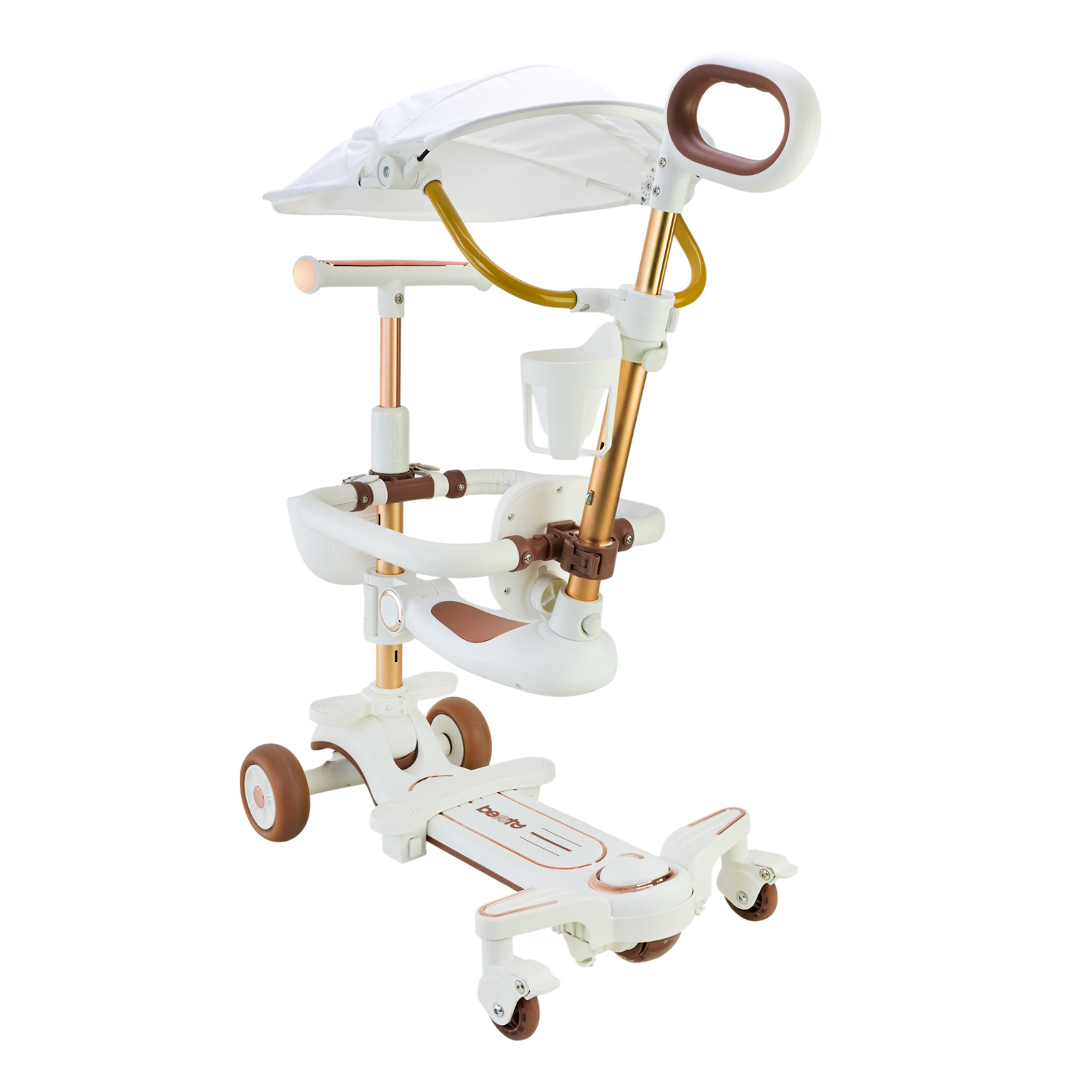 Самокат дитячий 3-х коліс арт. SC822 (3шт) 3 кольори, 2 колеса, PU світло, заднє пластик,складний з батьківск.ручкою та дахом,у кор