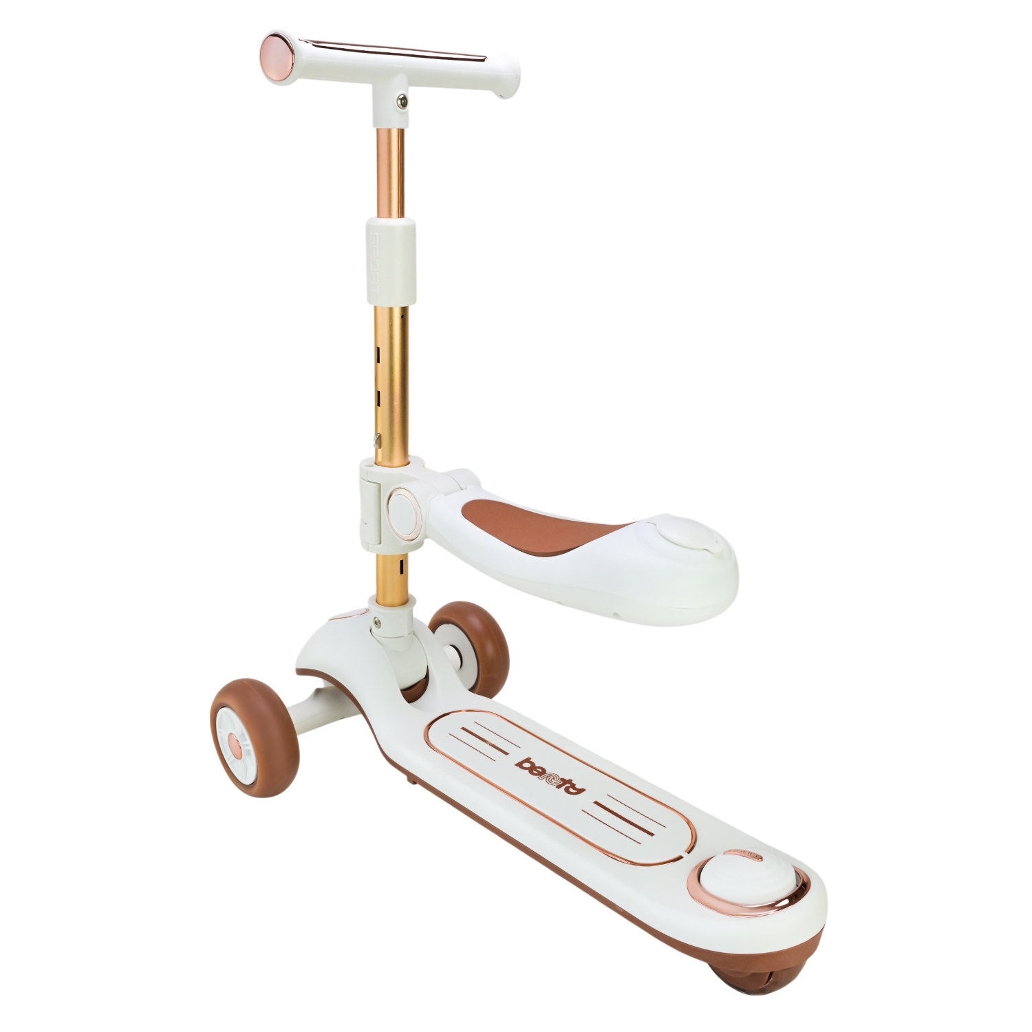 Самокат дитячий 3-х коліс арт. SC822 (3шт) 3 кольори, 2 колеса, PU світло, заднє пластик,складний з батьківск.ручкою та дахом,у кор