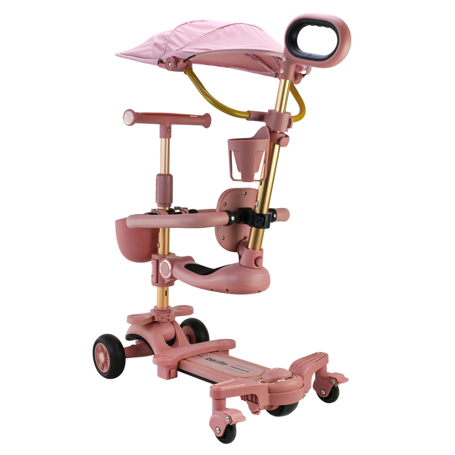 Самокат дитячий 3-х коліс арт. SC822 (3шт) 3 кольори, 2 колеса, PU світло, заднє пластик,складний з батьківск.ручкою та дахом,у кор