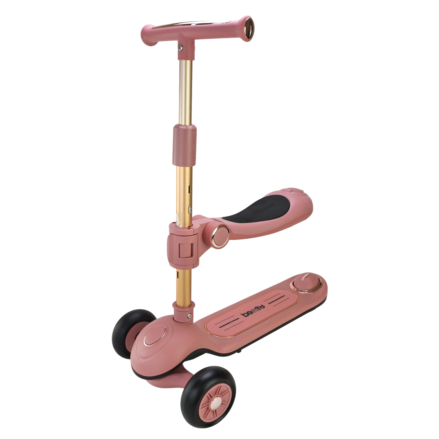 Самокат дитячий 3-х коліс арт. SC822 (3шт) 3 кольори, 2 колеса, PU світло, заднє пластик,складний з батьківск.ручкою та дахом,у кор