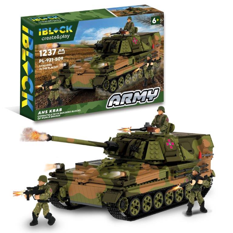 Конструктор IBLOCK арт. PL-921-509 (6шт) Армія AHS Krab, 1237 дет, 3 фігурки,короб. 63,5 * 42,5 * 9см