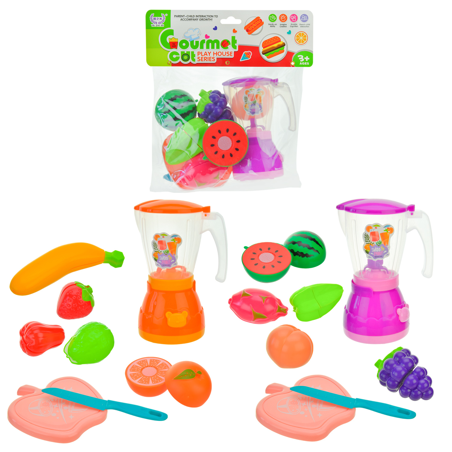 Продукти набір арт. A432-50A (144шт/2) мікс 2 види, продукты на липучках,блендер, аксес пакет 33*23см