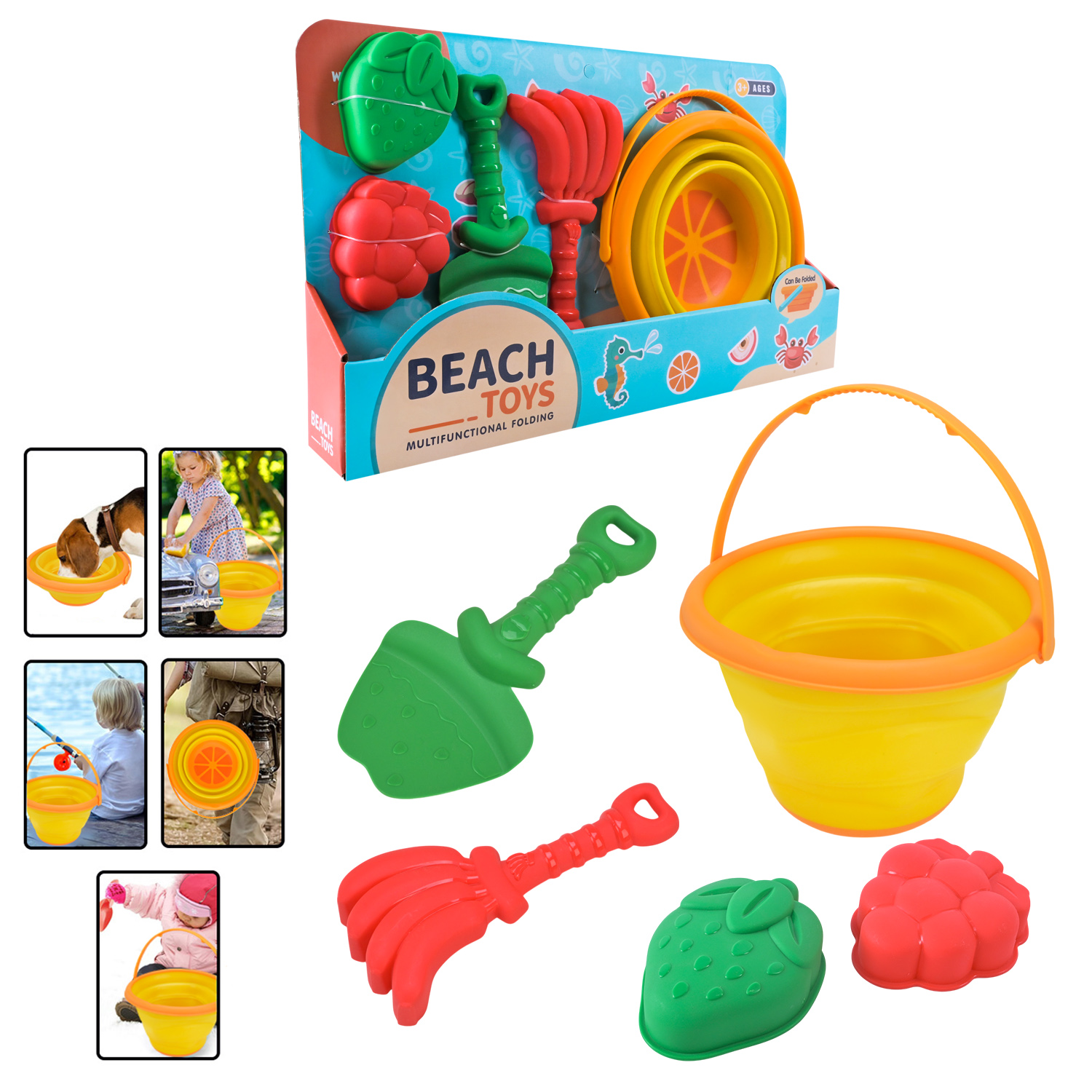 Набір для піску арт. 2301CW (48шт/2)  відро, пасочки,лопатки, відкрита коробка