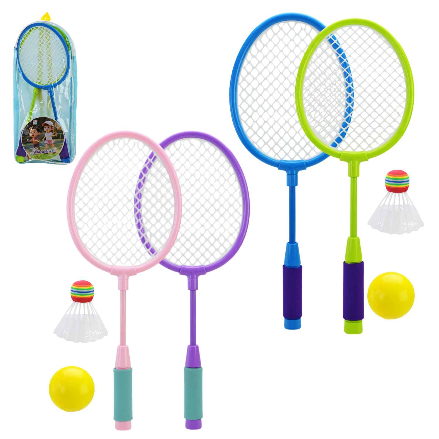 Набір ракеток арт. ZY438B (36шт/2)  для бадмінтону, 2 ракетки,м'яч, волан 54 см в сумці