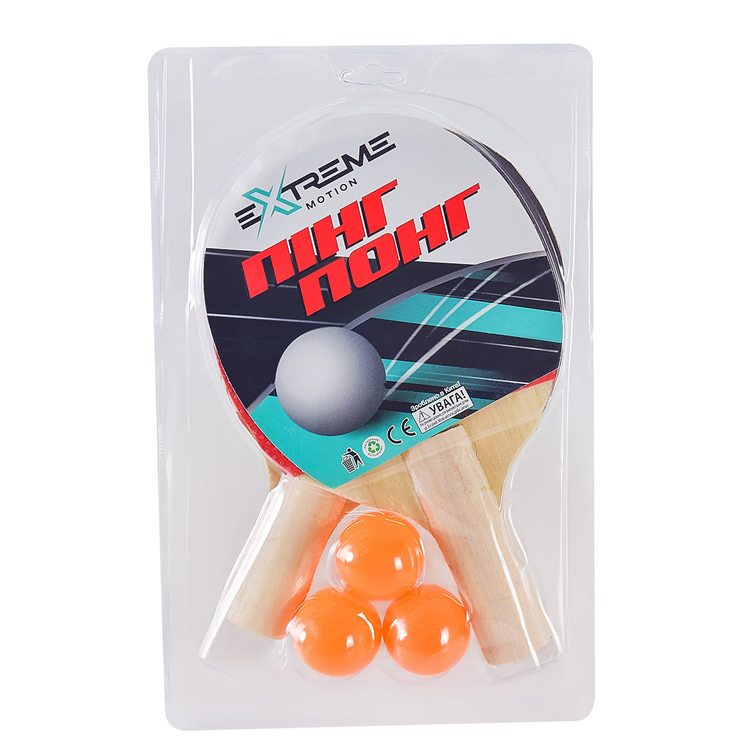 Теніс настільний арт. TT1414 (60шт) 2 ракетки, 3 м'ячики, слюда