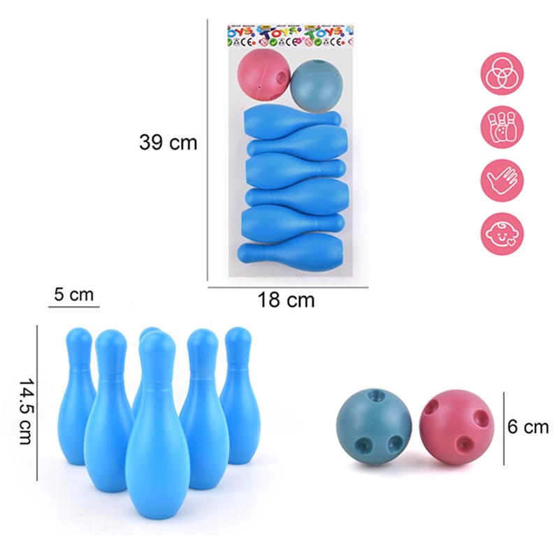 Боулінг арт. 312-10 (280шт/2) 6 кеглів, 2 м'ячики пакет. 14,5 см