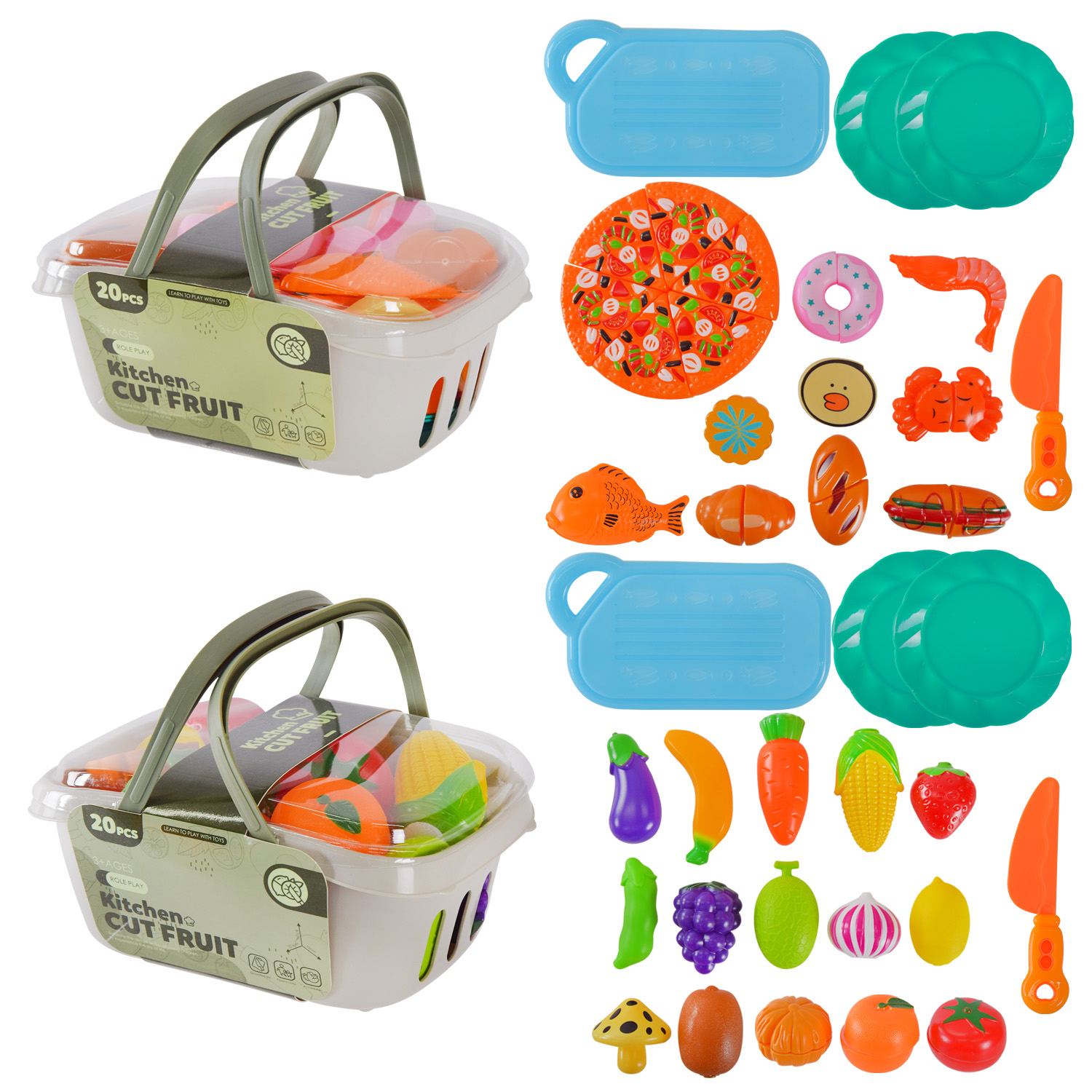 Продукти набір арт. CK115 (96шт/2) микс 2 види, продукты на липучках валіза 23*15*9см