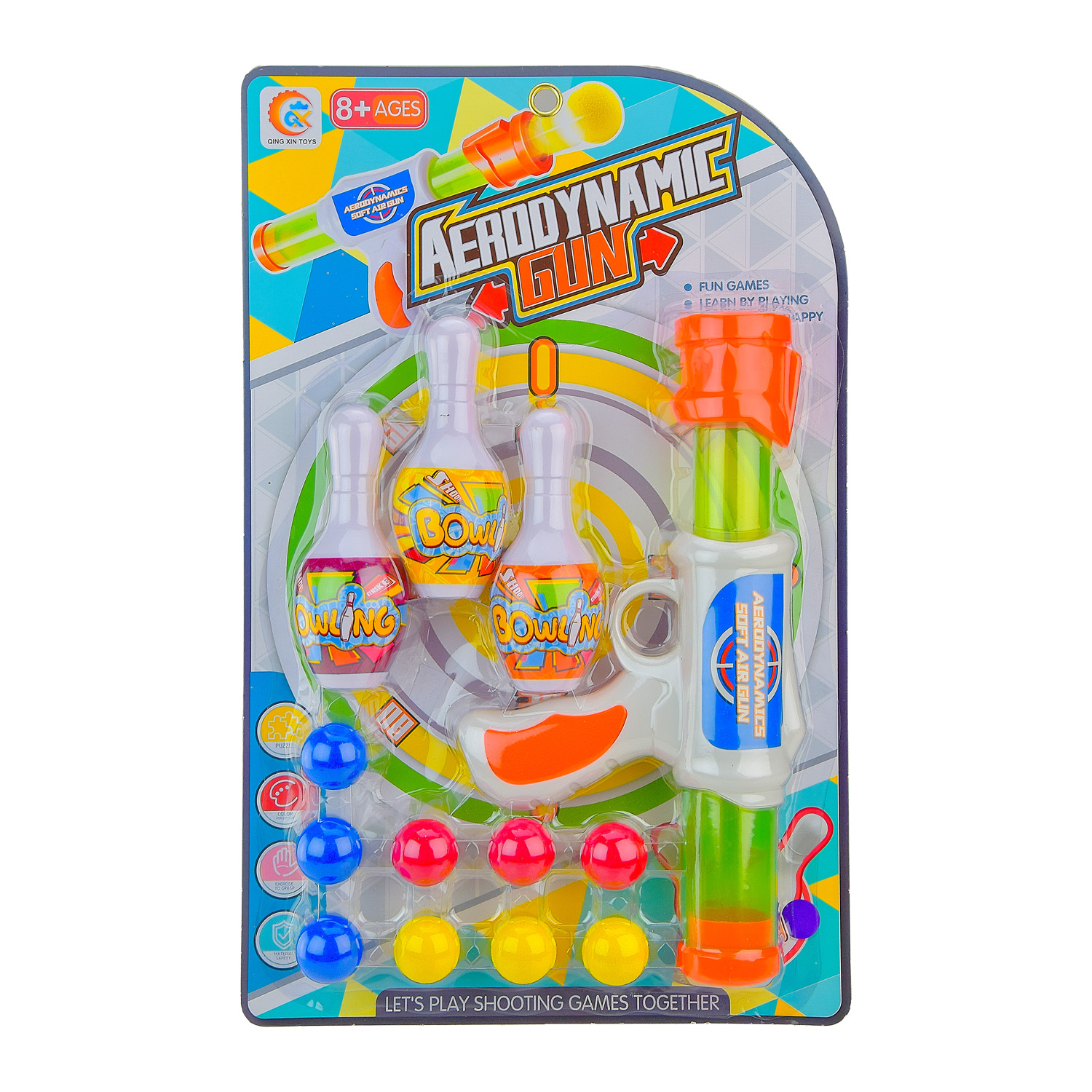 Зброя помпова арт. 688-13A (60шт/2) кеглі, кулі, планшет. 26,5*42см