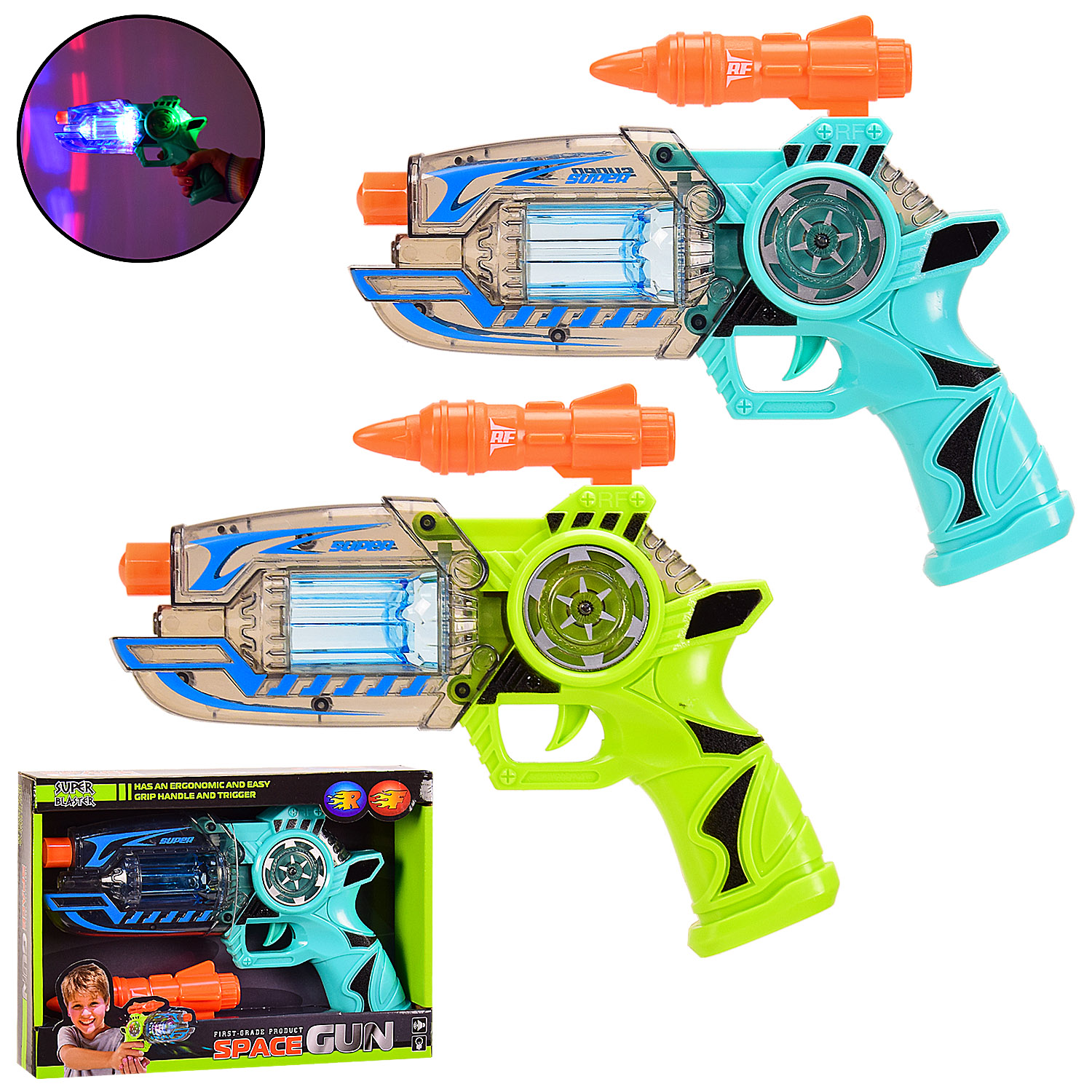 Пістолет  арт. RF306 (96шт/2) батар світ, короб. 26*18*5 см