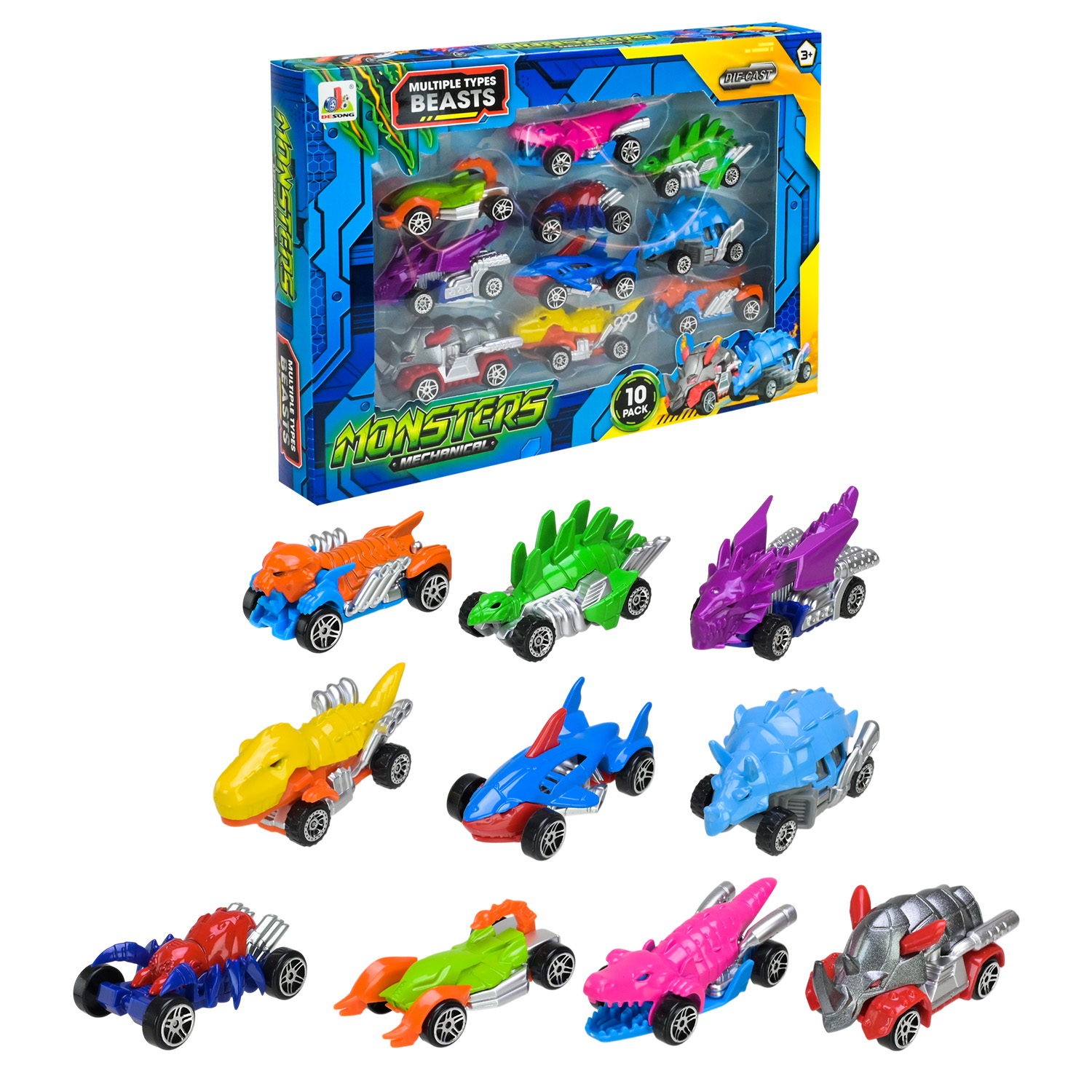 Набір машин арт. DS2322 (72шт/2)   10машинок, короб. 28*3,8*19см