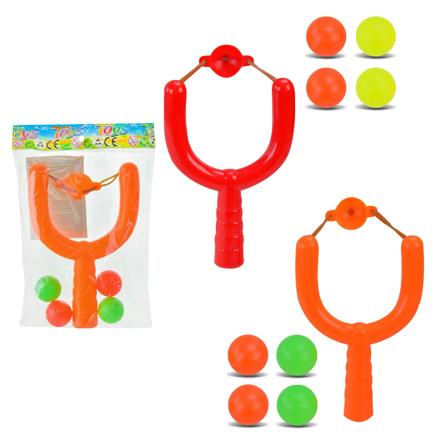 Рогатка арт. 1222-31 (720шт/4) з 4 м'ячиками, 2 кольори пакет.