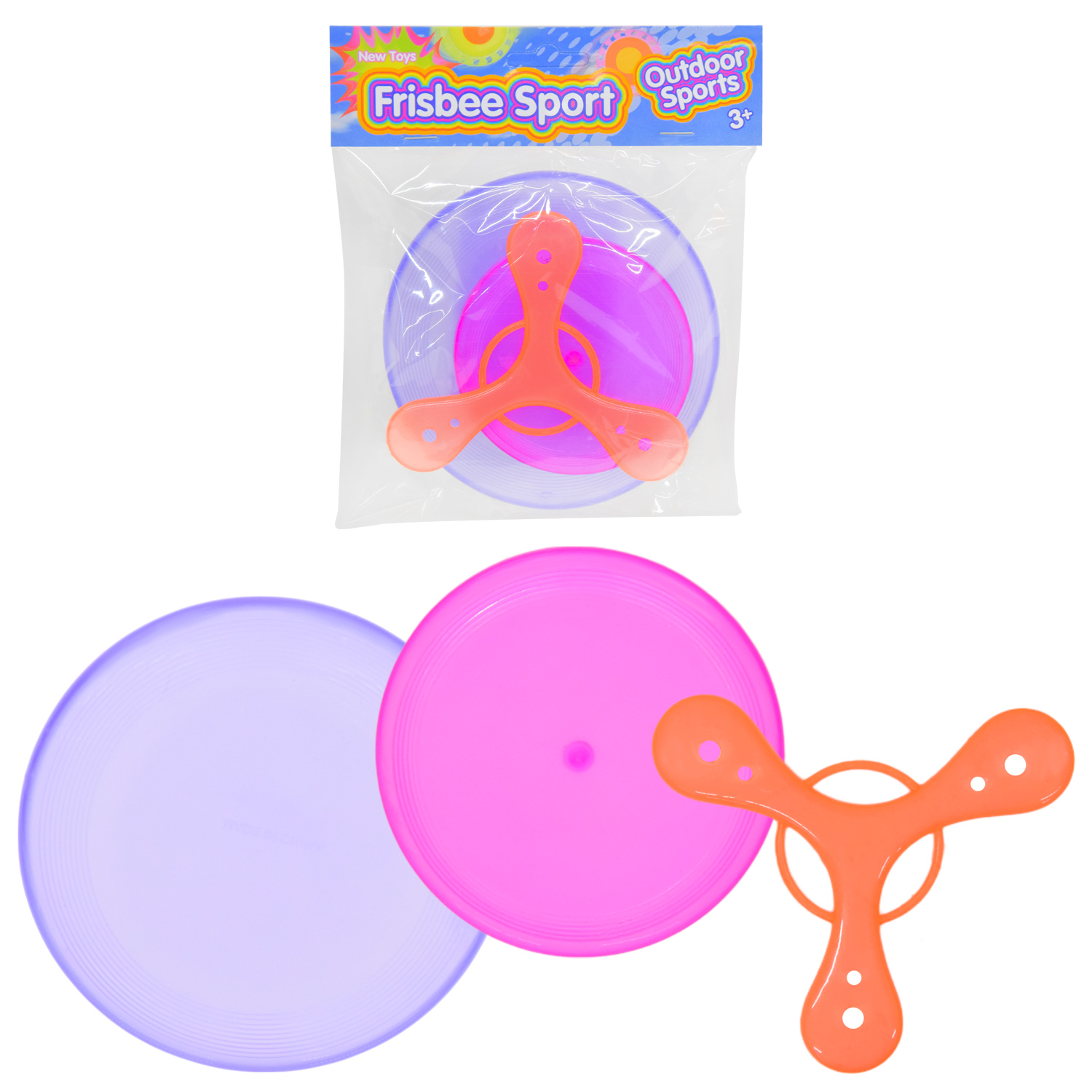 Набір бумерангів арт. 1598-2 (08D-M4)  (600шт/4) 3 фрісбі пакет.