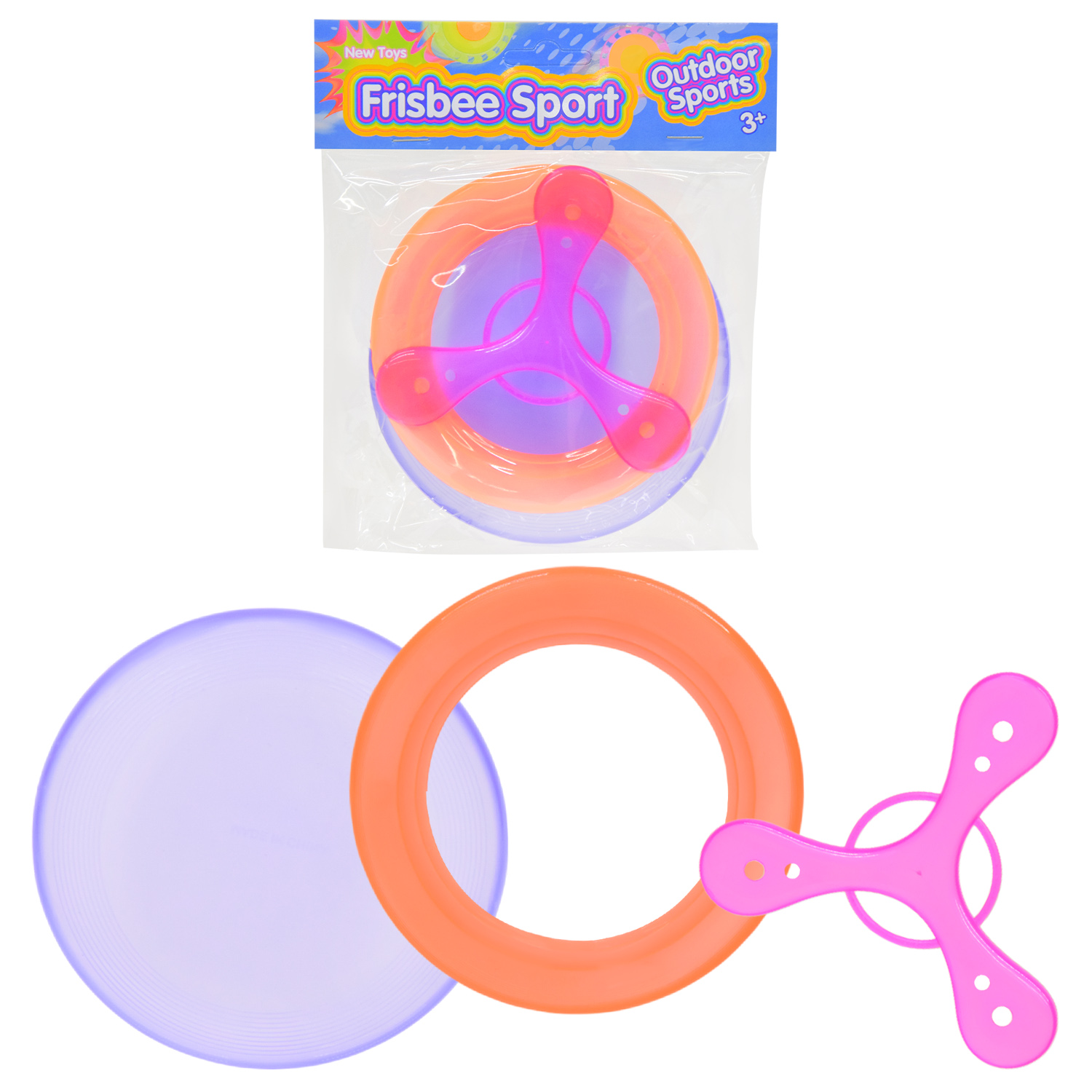 Набір бумерангів арт. 08D-M7 (600шт/4) 3 фрісбі пакет.