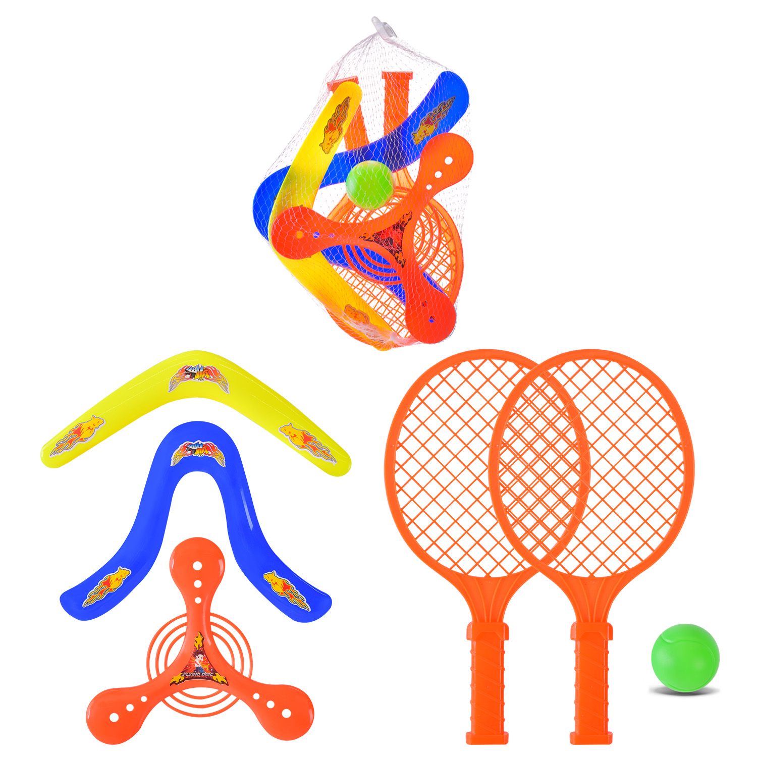 Спортивний набір арт. 628-4 (96шт/2) 2 ракетки, 3 фрісбі в сітці