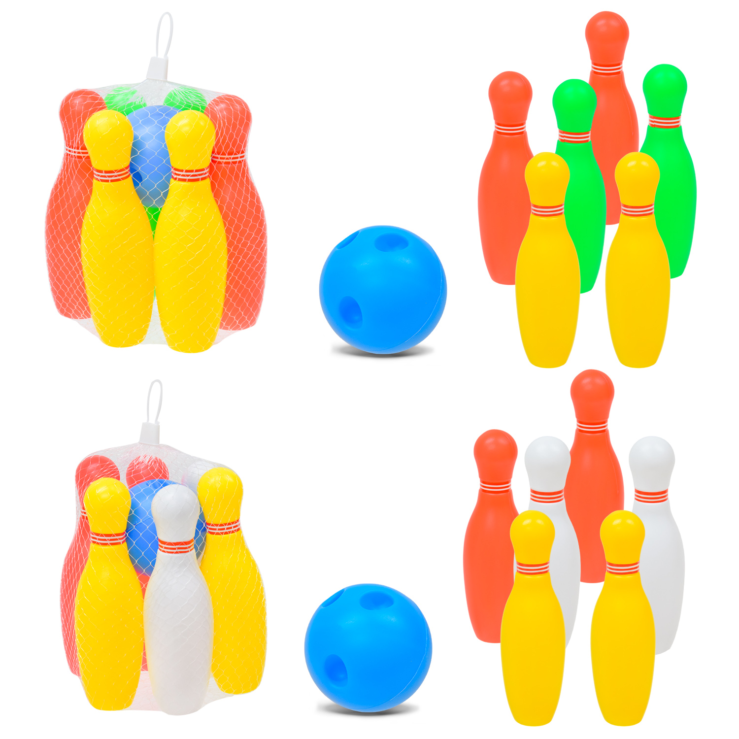 Боулінг арт. 6805 (108шт/2) 6 кеглів, м'ячик у сітці 15,5*15,5*18 см