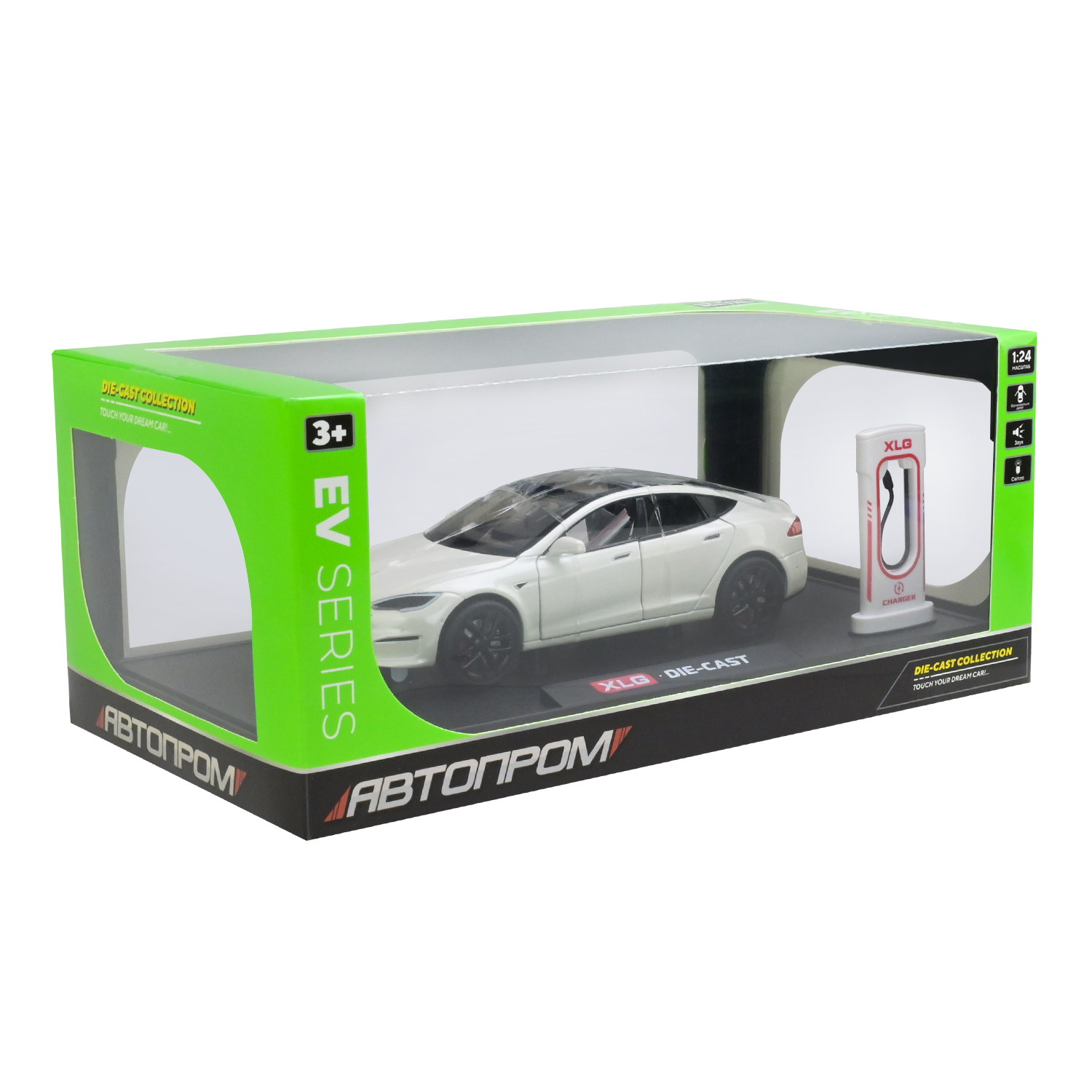 Машина мет. АВТОПРОМ арт. AP7713 (12шт) 1:24,5 кольорів, із зарядною станцією, батар, світ., звук, двері відкр., в короб.29*16*12,6см