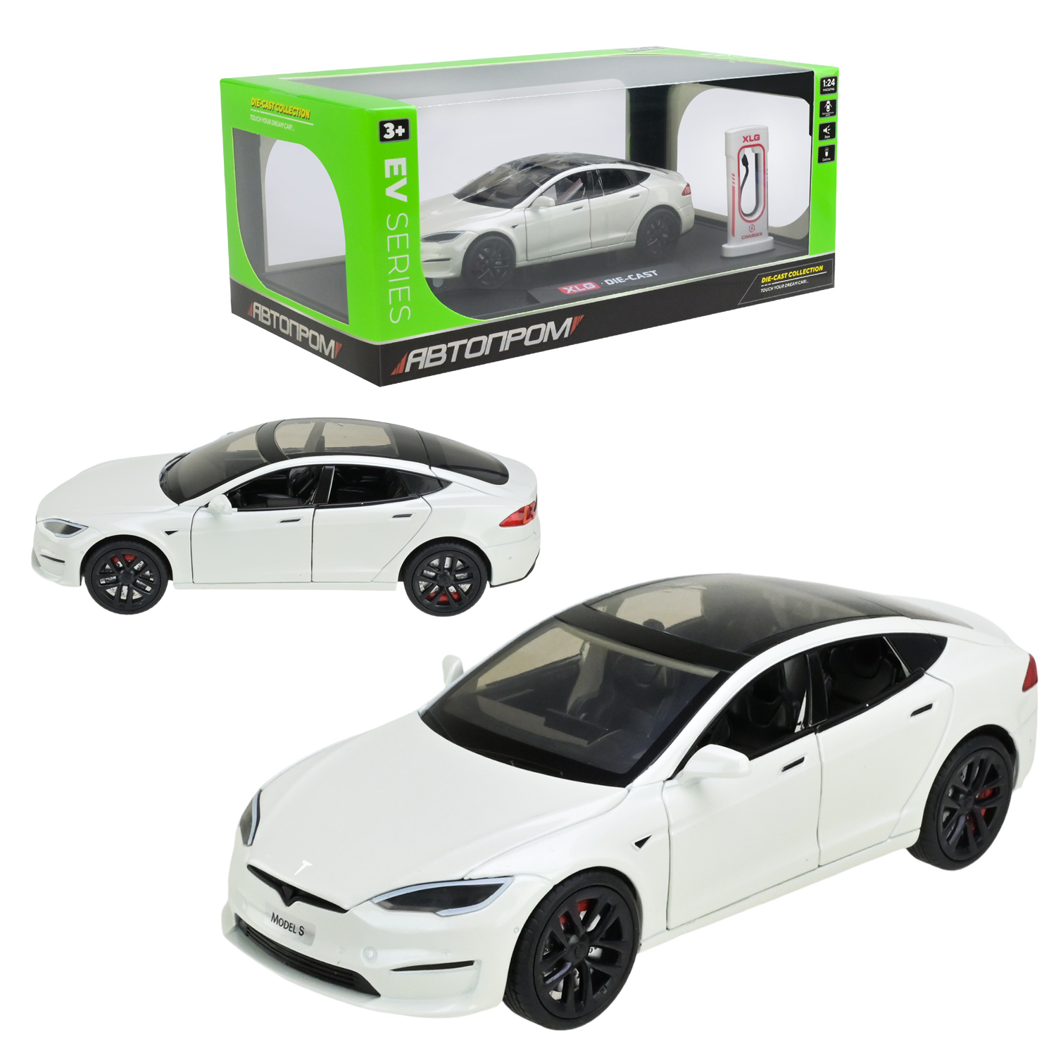 Машина мет. АВТОПРОМ арт. AP7713 (12шт) 1:24,5 кольорів, із зарядною станцією, батар, світ., звук, двері відкр., в короб.29*16*12,6см