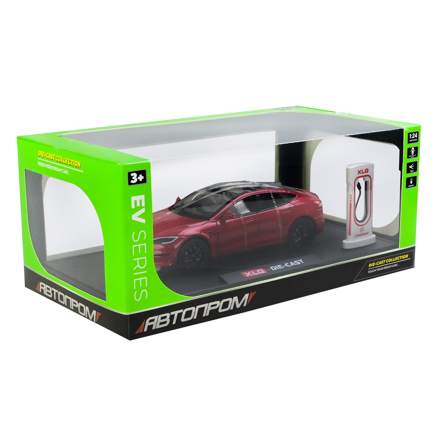 Машина мет. АВТОПРОМ арт. AP7713 (12шт) 1:24,5 кольорів, із зарядною станцією, батар, світ., звук, двері відкр., в короб.29*16*12,6см