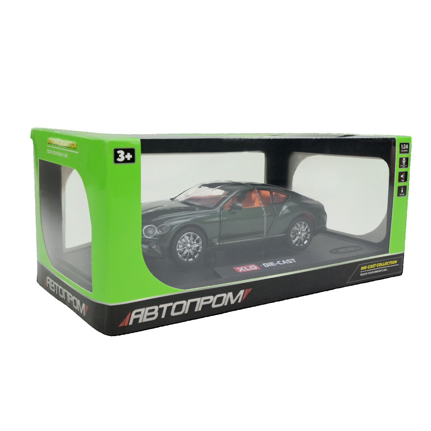 Машина металл AP7715 (12шт) "АВТОПРОМ"1:24,3 цвета,батар,свет,звук,двери откр.,в кор.29*16*12,6см