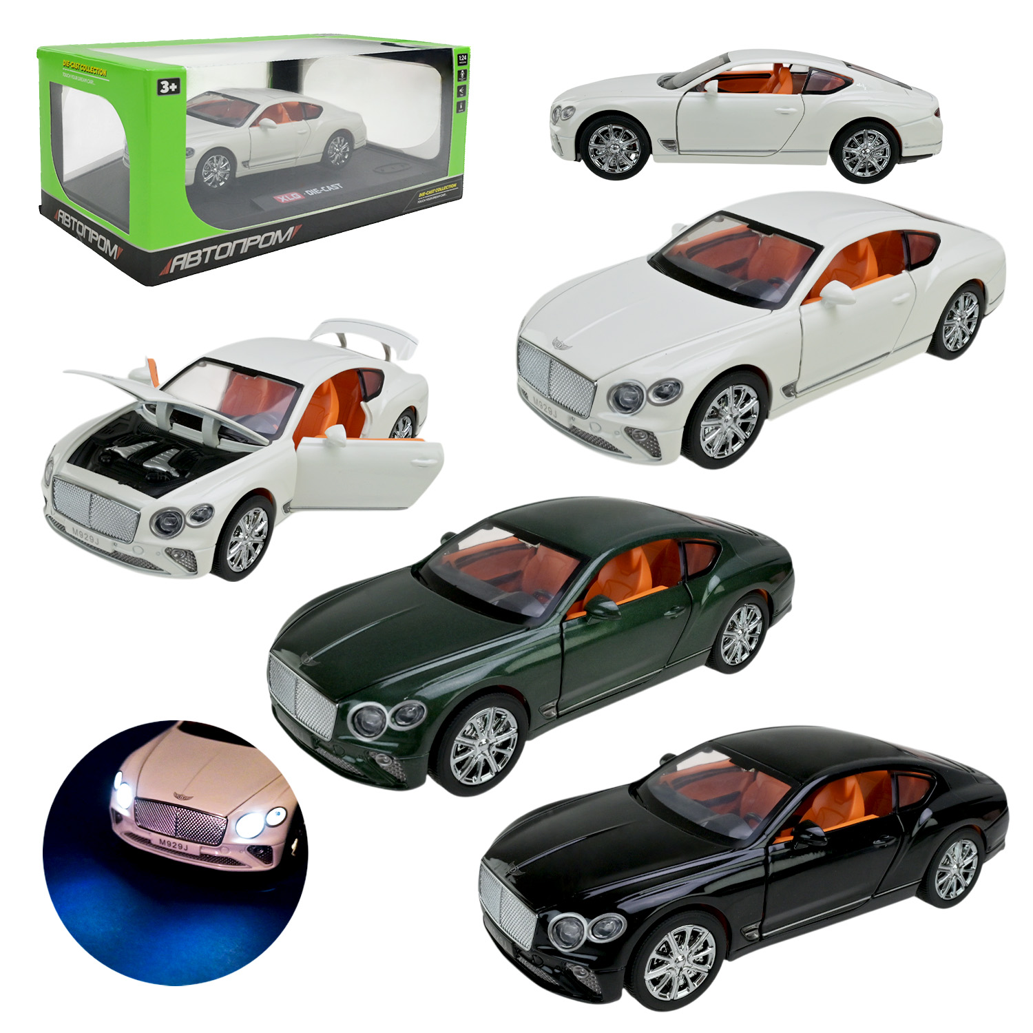 Машина металл AP7715 (12шт) "АВТОПРОМ"1:24,3 цвета,батар,свет,звук,двери откр.,в кор.29*16*12,6см