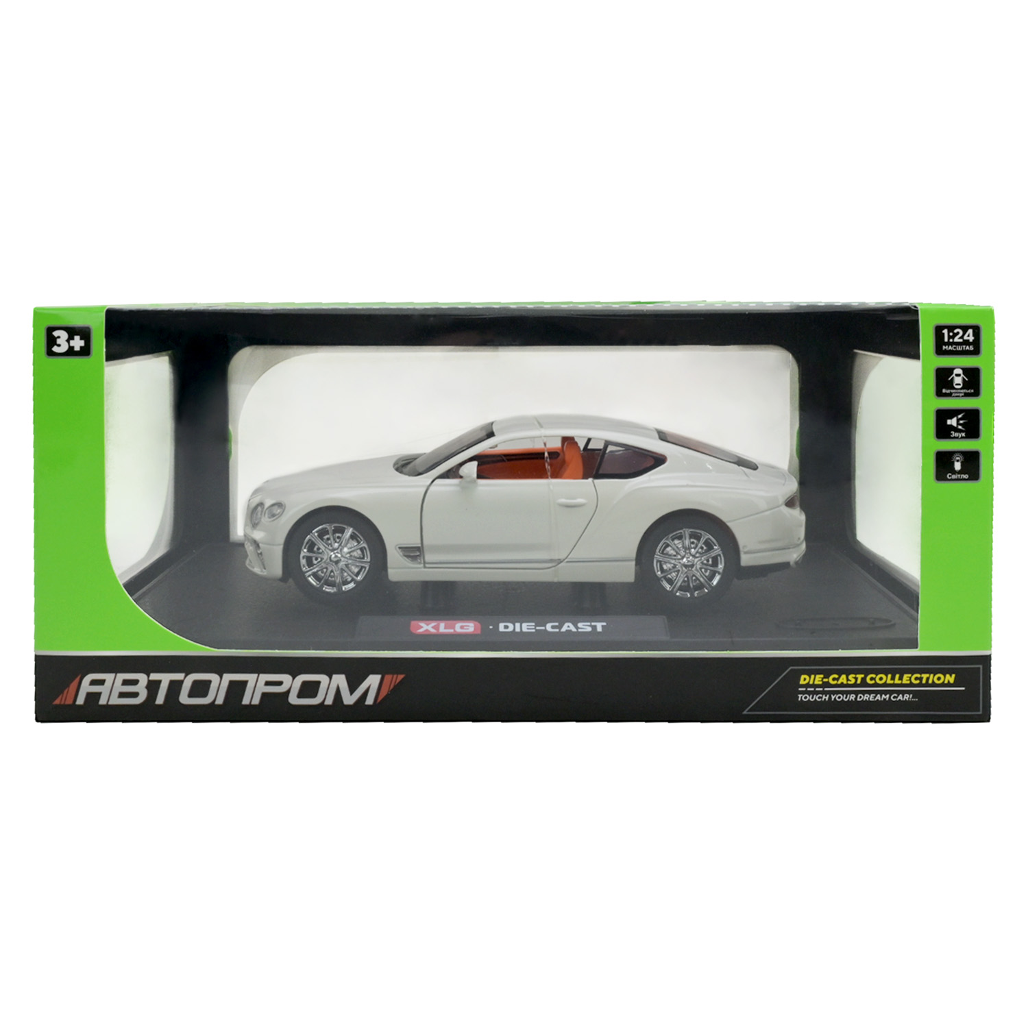 Машина металл AP7715 (12шт) "АВТОПРОМ"1:24,3 цвета,батар,свет,звук,двери откр.,в кор.29*16*12,6см