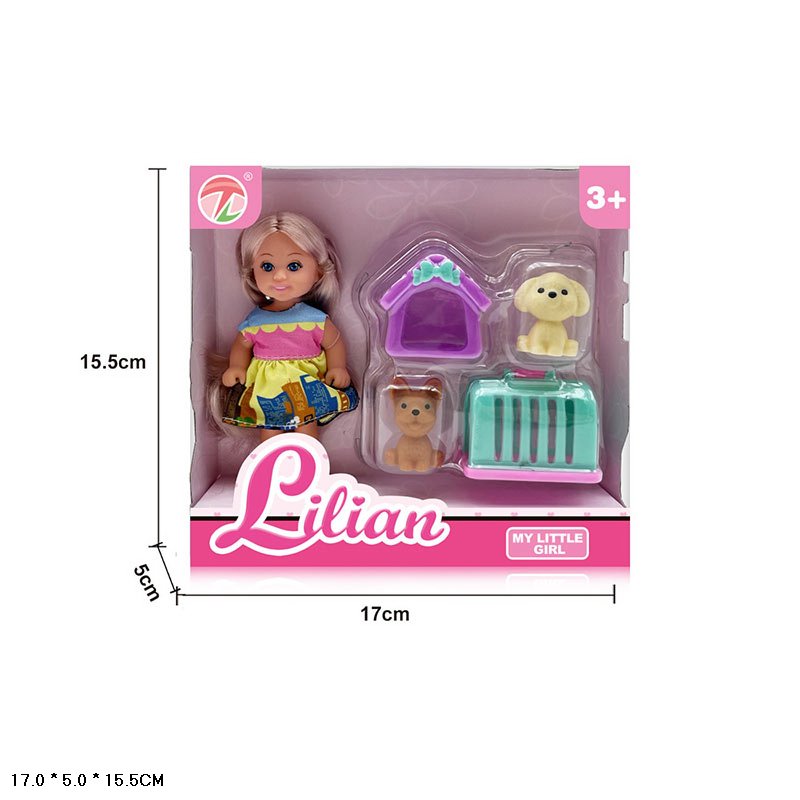 Лялька арт. 86024 (180шт/2)  мікс 2 лялька, пітомци, аксес короб. 15*5*17