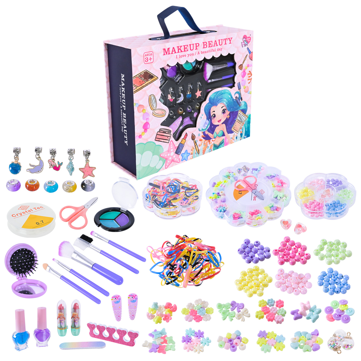 Косметика арт. LD6062-1 (36шт/2) лак, помада, тіні, аксесуари для створення прикрас короб. 28*9*23