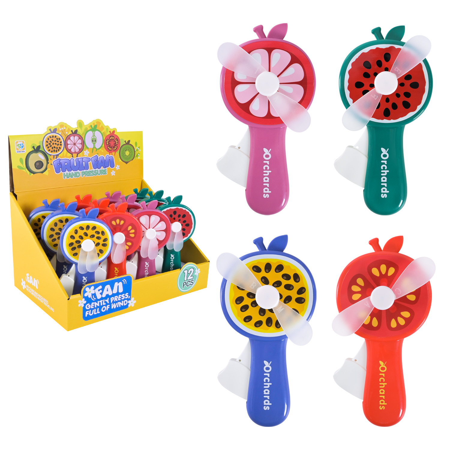 Вентилятор ручний арт. 8716A (288шт/2) 4 види мікс, 24 бокса по 12шт, бокс 28,7*19,5*17,3см р-р 8*16 см