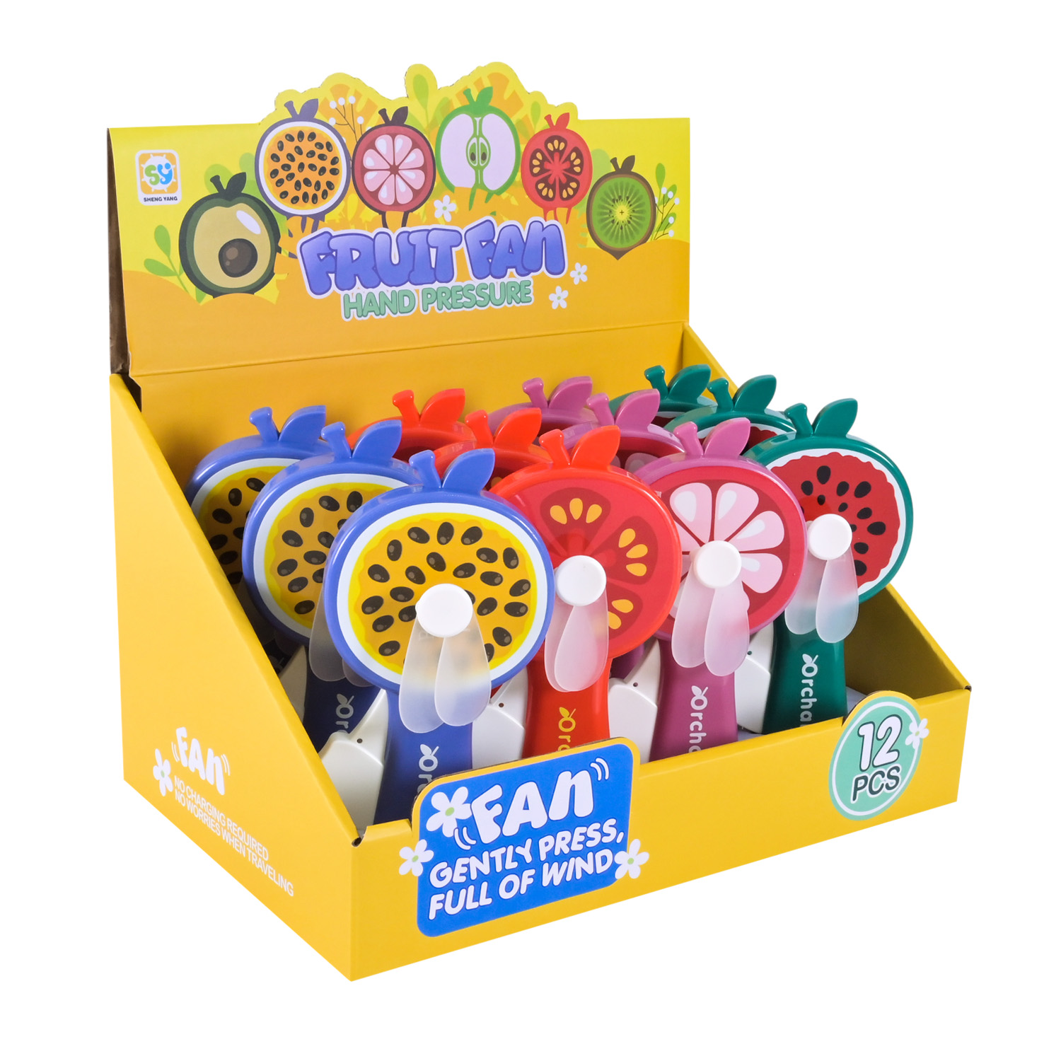 Вентилятор ручний арт. 8716A (288шт/2) 4 види мікс, 24 бокса по 12шт, бокс 28,7*19,5*17,3см р-р 8*16 см