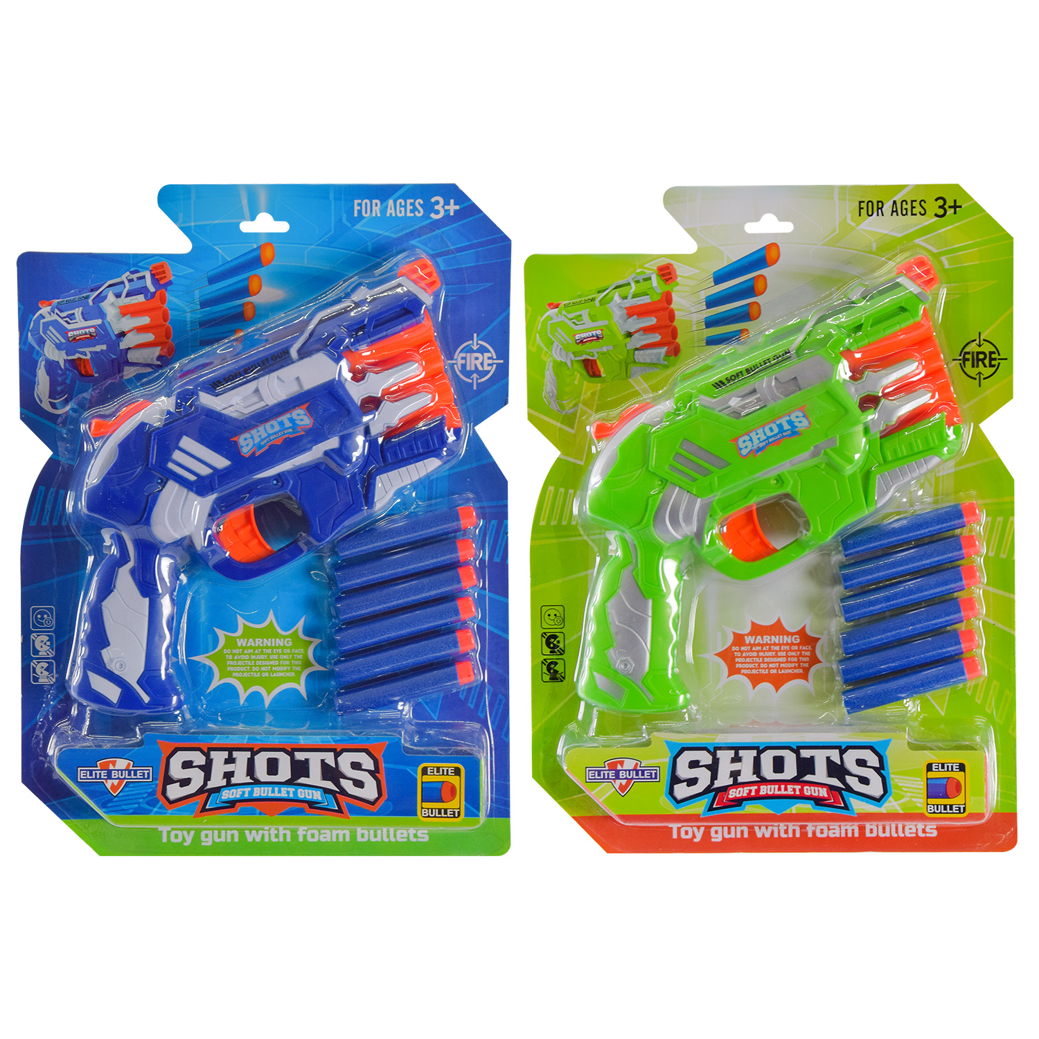 Бластер арт. HW-505A (48шт/2)2кольори, 6поролон. знарядів, планш. 35*25, 5см