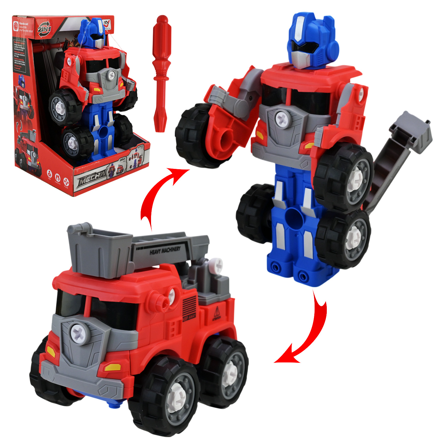 Іграшковий набір LM6202 (36шт/2) робот перетворюється в машину, у комплекті викрутка, короб.23,7*16*14,5см