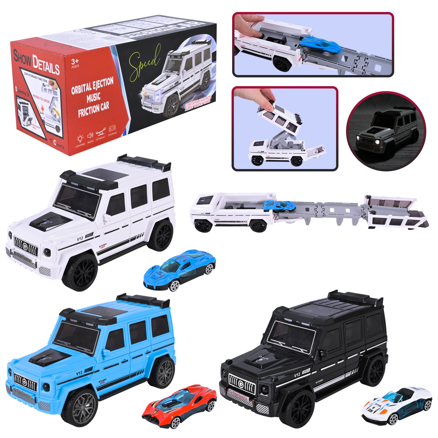 Машина арт. 608A47 (60шт) батар, світло, розкладається трек довжиною 52см, 3 кольори, машинка у комплекті, короб.21,5*9,5*9,5см