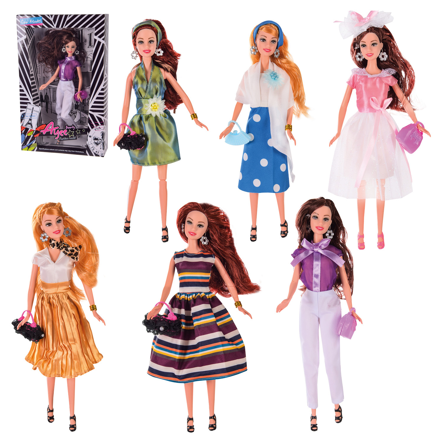 Лялька типу Барбі арт. B2025/A-F (36шт/2) 6 видів, короб.– 22*6.5*35 см, р-р іграшки – 29 см