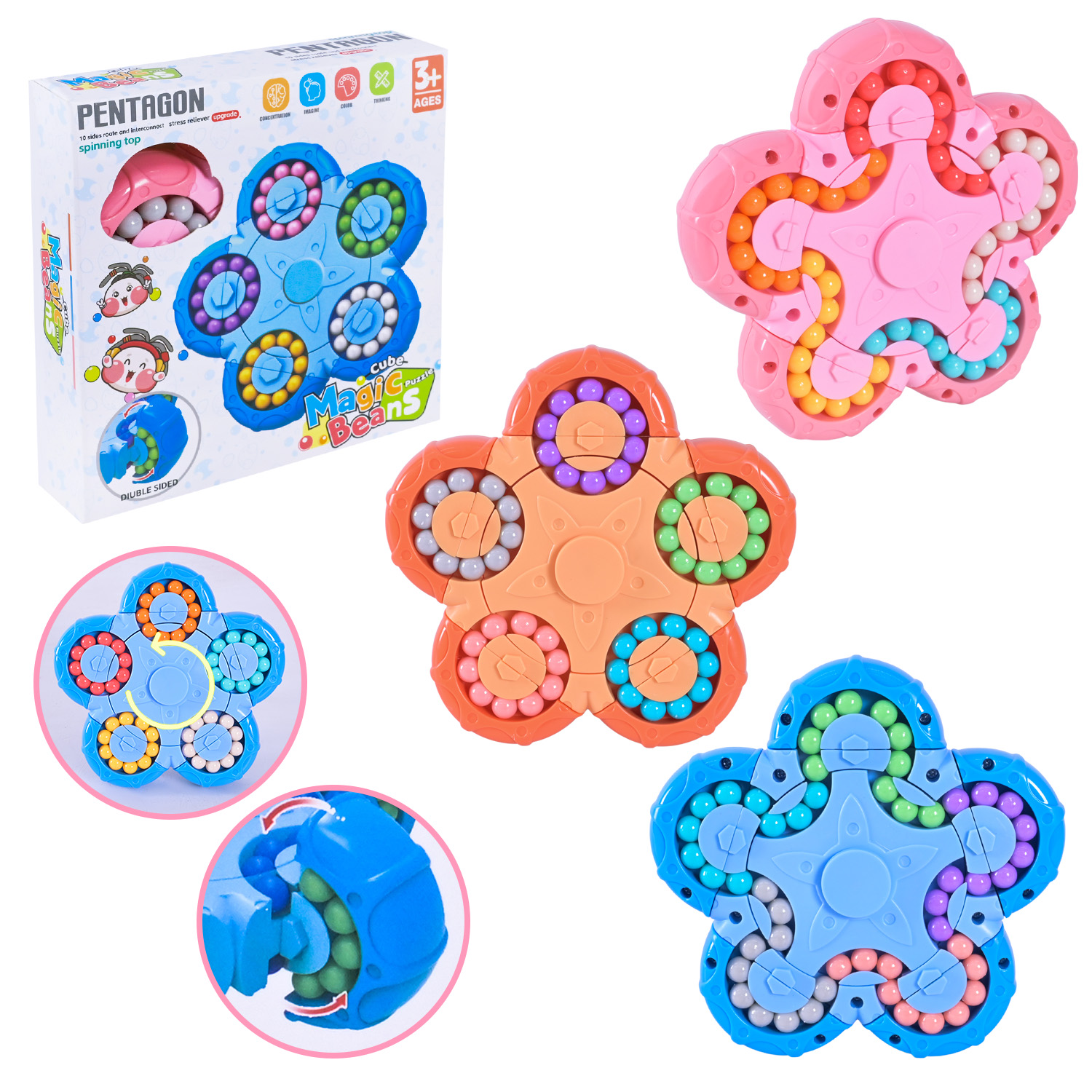 Головоломка арт. JP777 (120шт) 3 кольори мікс, лабіринт з намистин, короб. 14,2*14,2*3,7 см.