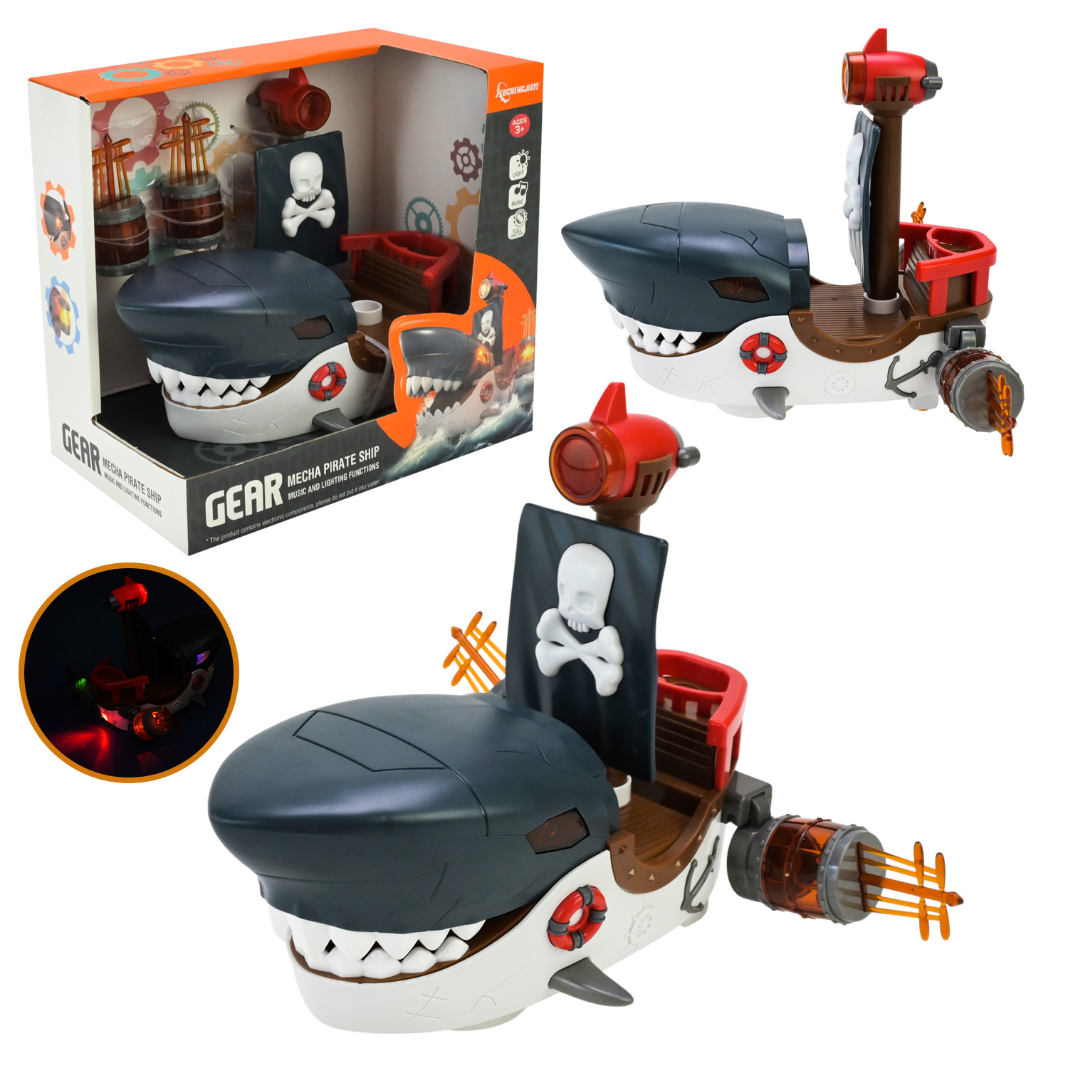 Піратський корабель арт. SA-3A (48шт) Акула, батар.звук, світло, у короб. 22,5*13,5*20,5см