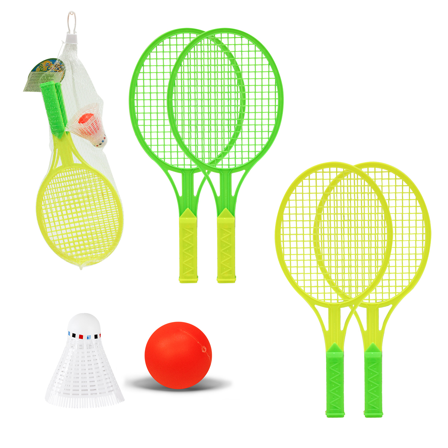 Набір ракеток арт. 4215 (288шт/2) 2 ракетки, воланчик і м'ячик пакет.15,5 * 34 * 3,5 см