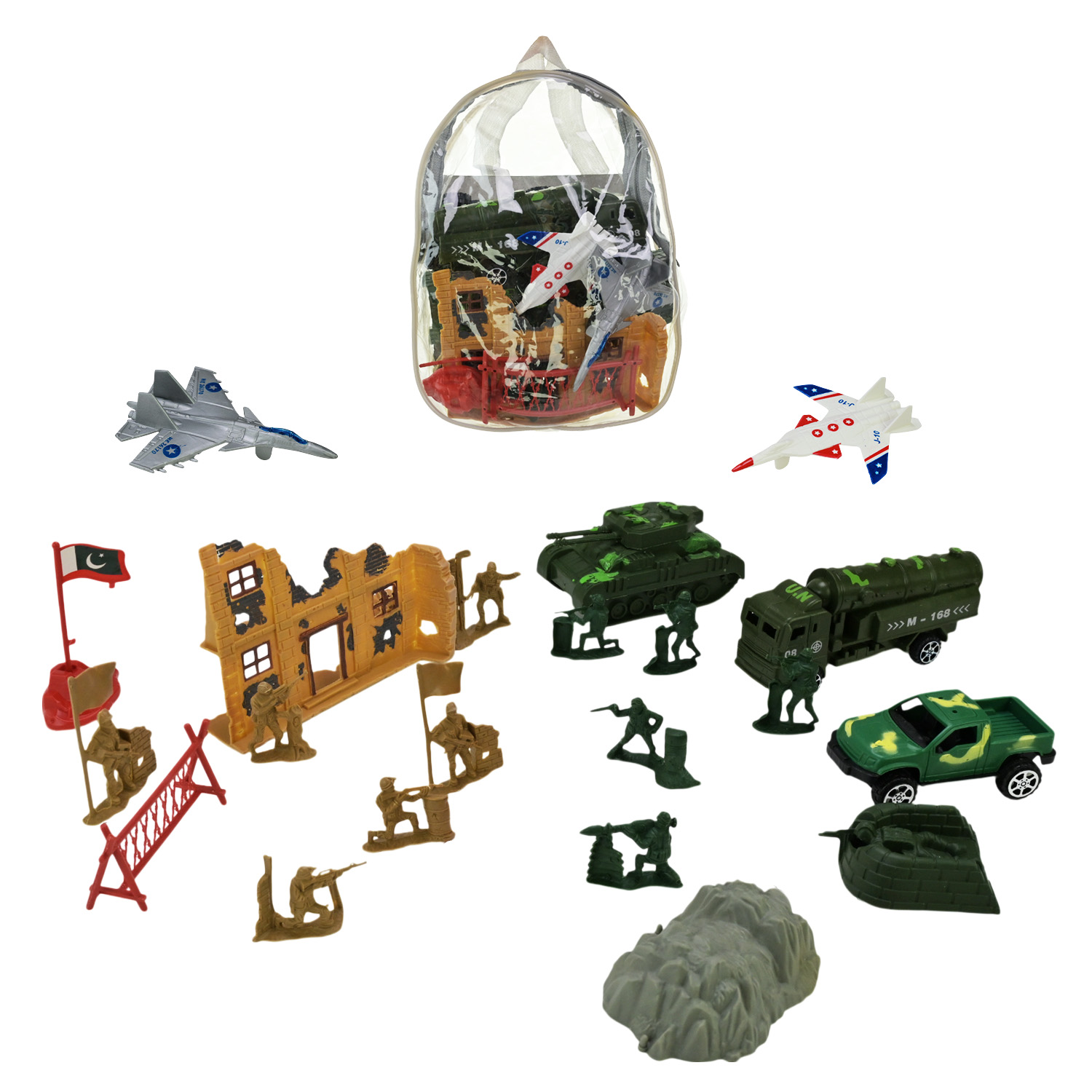 Військовий набір арт. 0066-S4 (96шт/2)танк, літак, машина, фура, військовий, аксесуари, рюкзак 19*22*5см