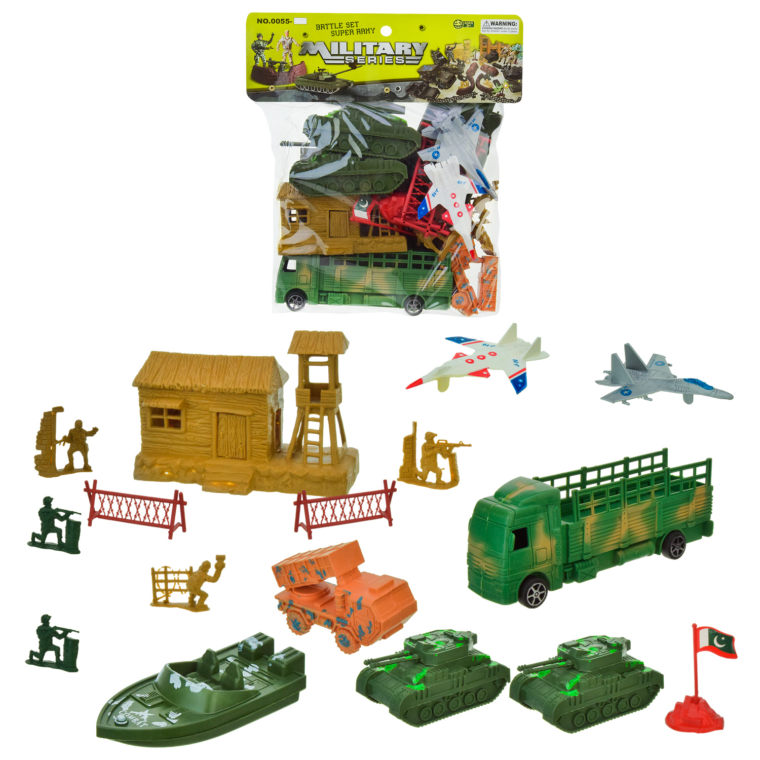 Військовий набір арт. 0055-S115 (120шт/2)танки, катер, фура, літаки, прапор, військові, аксесуари, пакет 25*30*5см