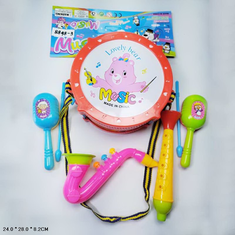 Інструменти муз. арт. 8898-3 (72шт/2) дудка, барабан, саксофон, маракаси, пакет 28*24*8,2см