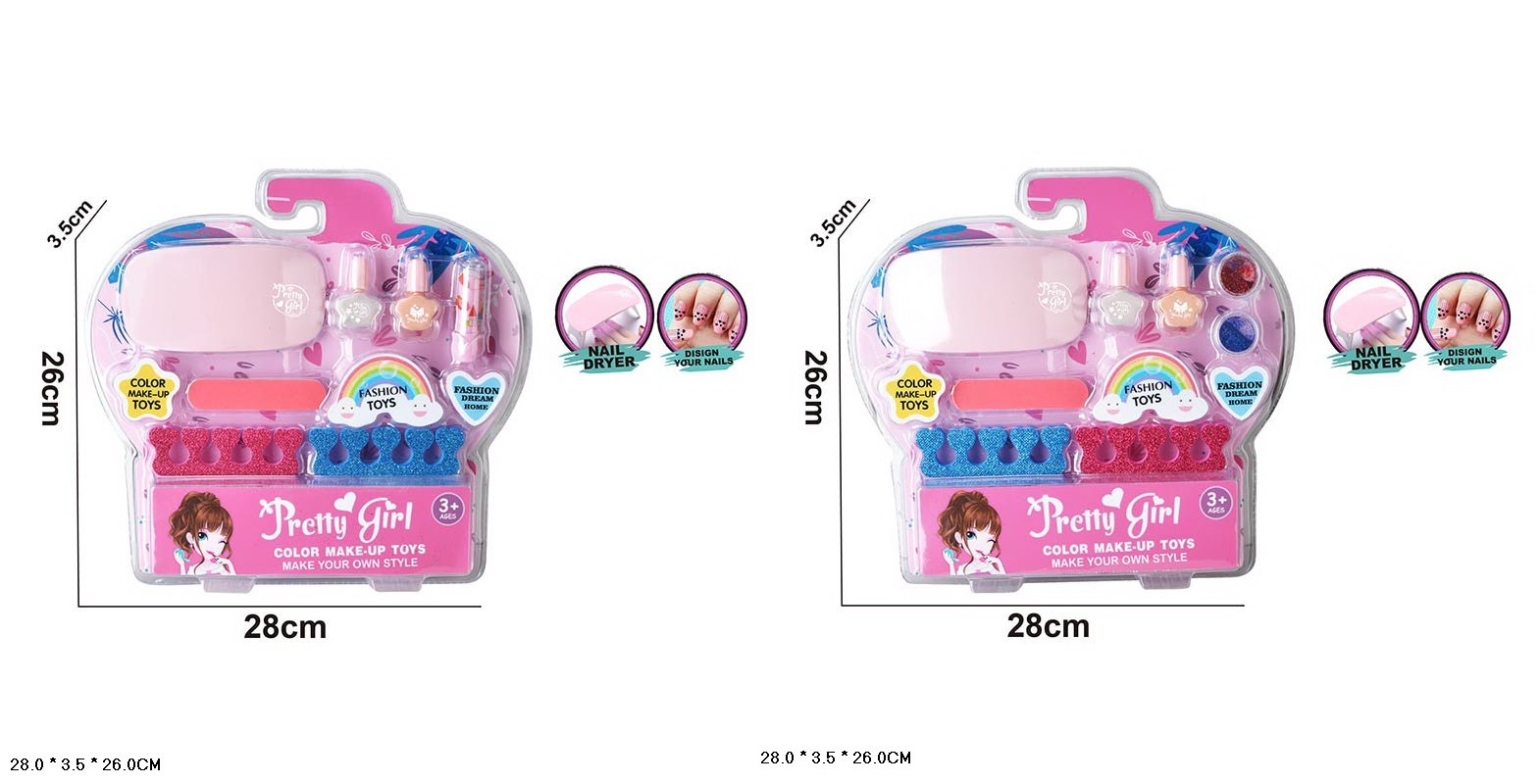 Косметика арт. 767-5/6 (120шт/2)   мікс 2 види, лак для нігтів, лампа для лаку, аксес слюда 26*3,5*28см