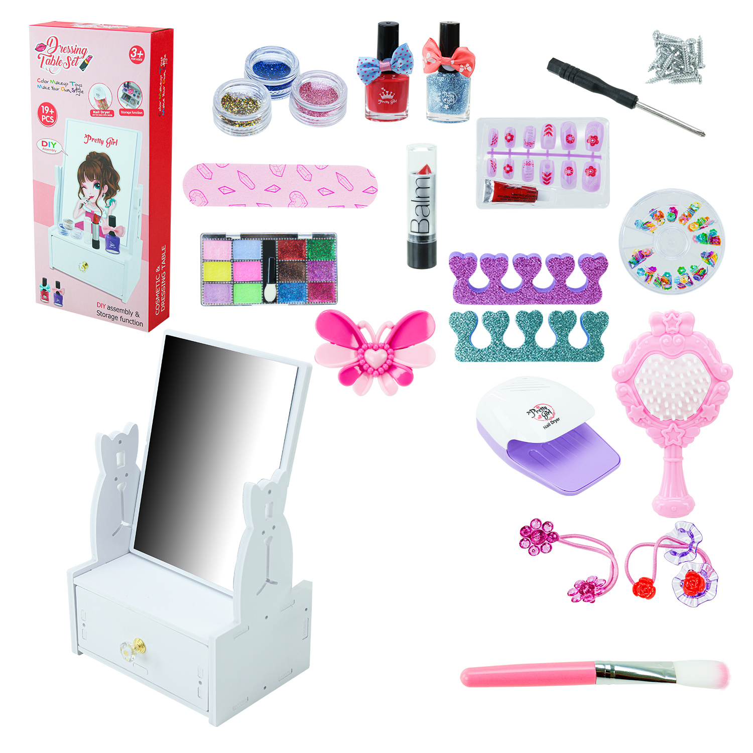 Стиліст набір арт. 769-5 (36шт/2) трюмо, тіні для повік, лак, лампа, аксес короб. 41*6,2*19,6см