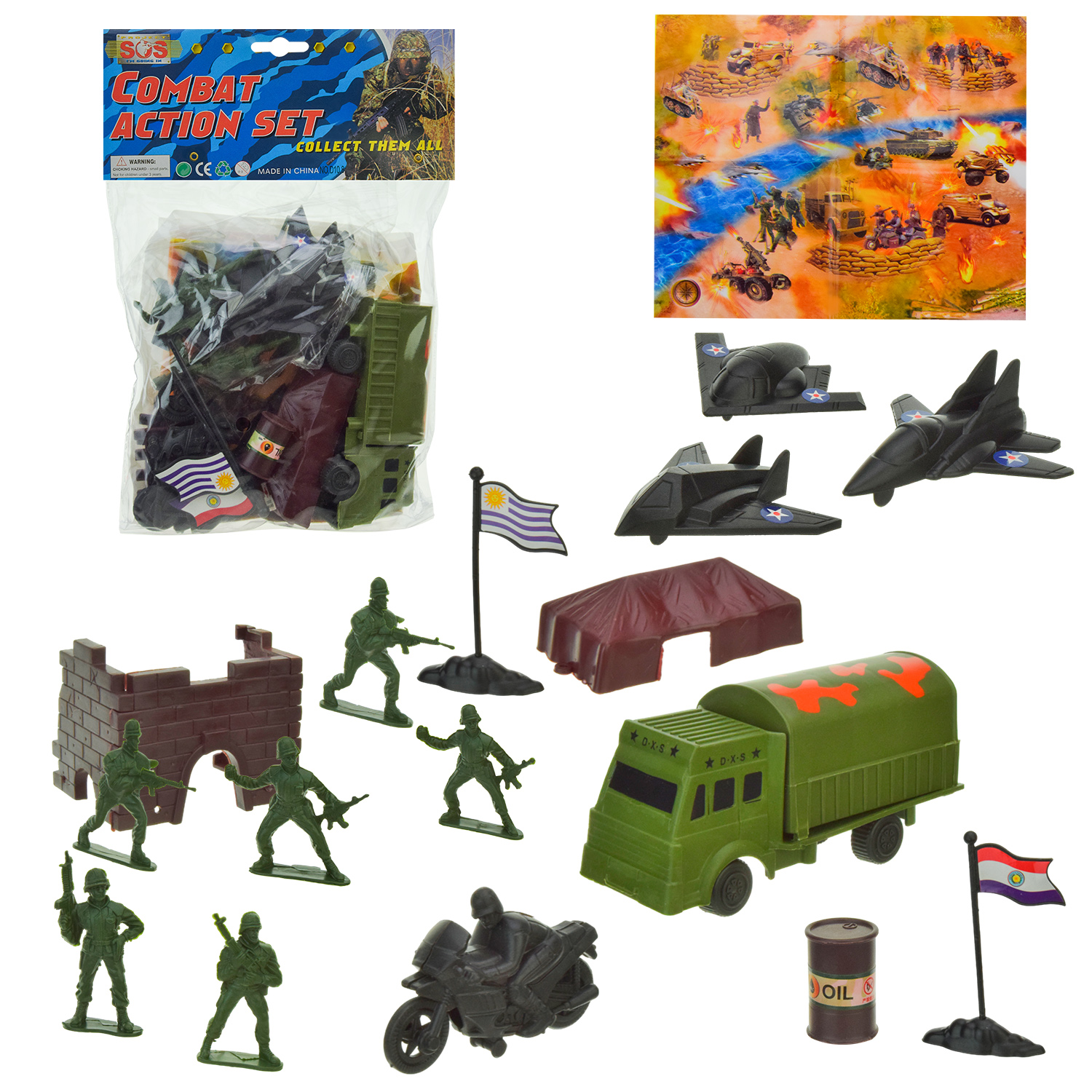 Військовий набір арт. D10.8 (144шт / 2) техніка, солдати, пакет. 21 * 18см
