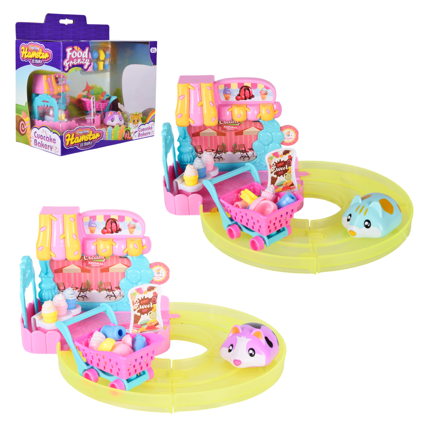 Гра "Набір маленьких хом'яків" арт. Y003 (48шт/2) 4 види мікс, пекарня, міні-трек, короб. 22*12*20см