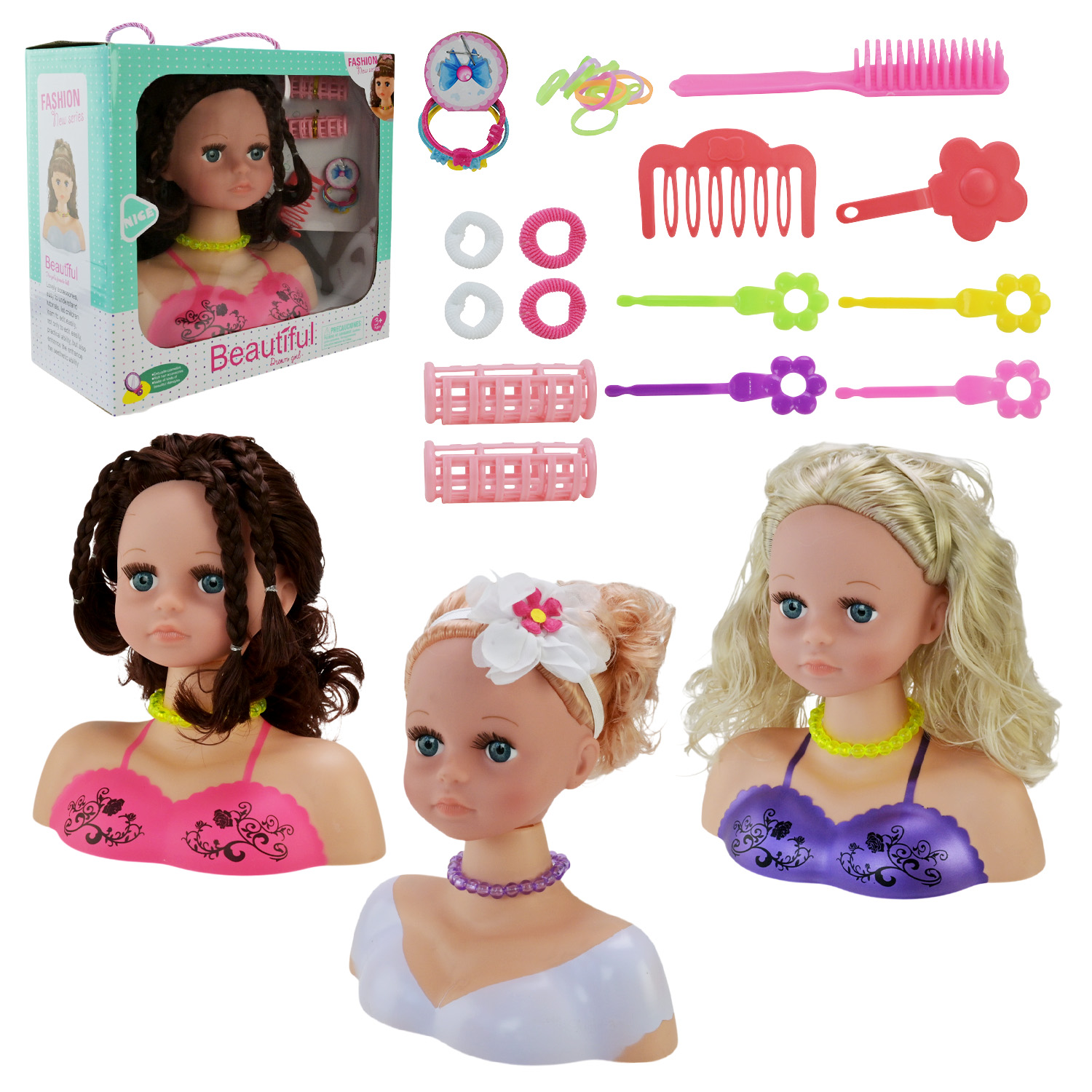 Голова для зачісок арт. MY771-1/2/3 (36шт/2) мікс 3 види, аксесуари для зачісок та макіяжу короб. 26*14*28см