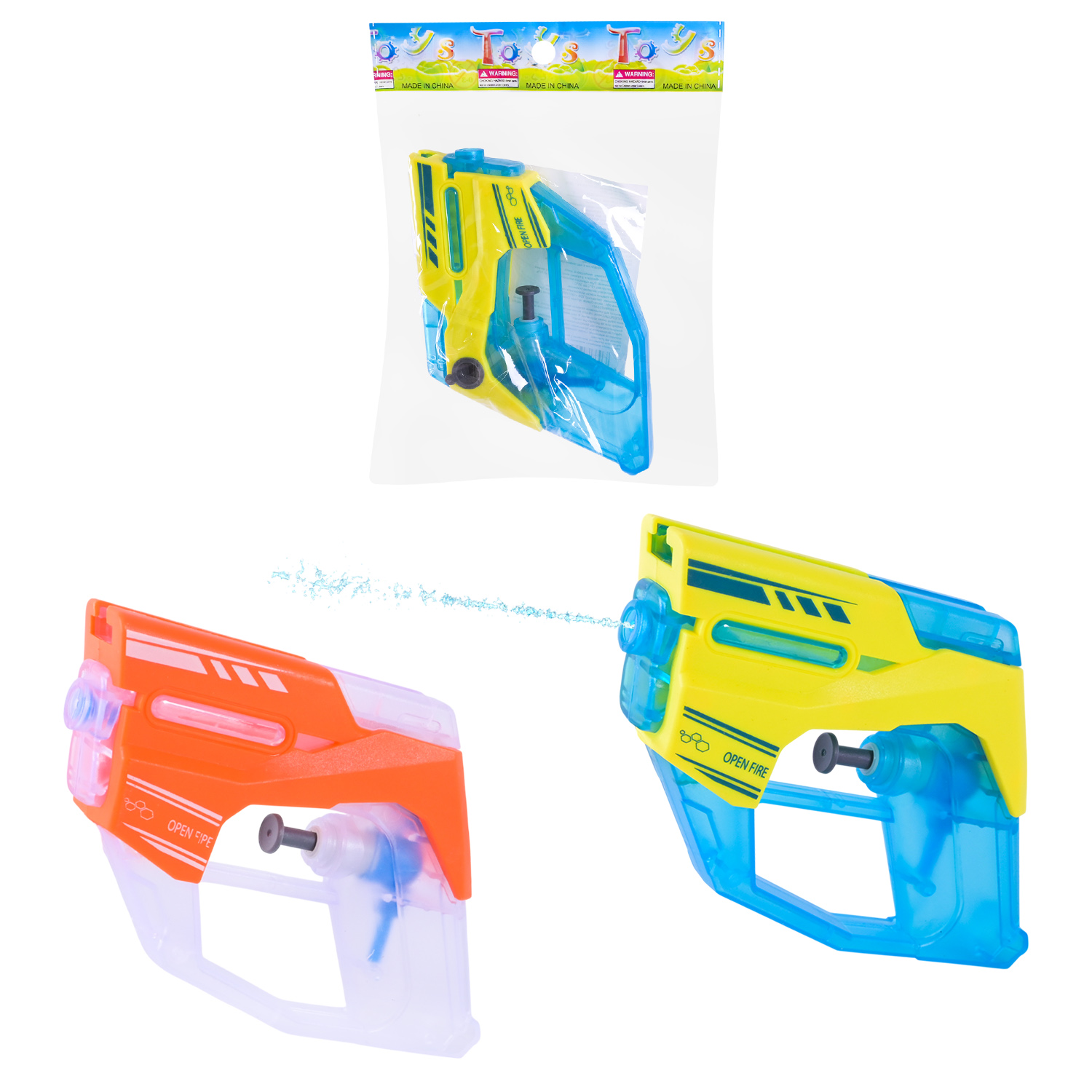 Водний пістолет арт. 0001 (360шт/2)  15 см 2 кольори, у пакеті 14*3*20 см
