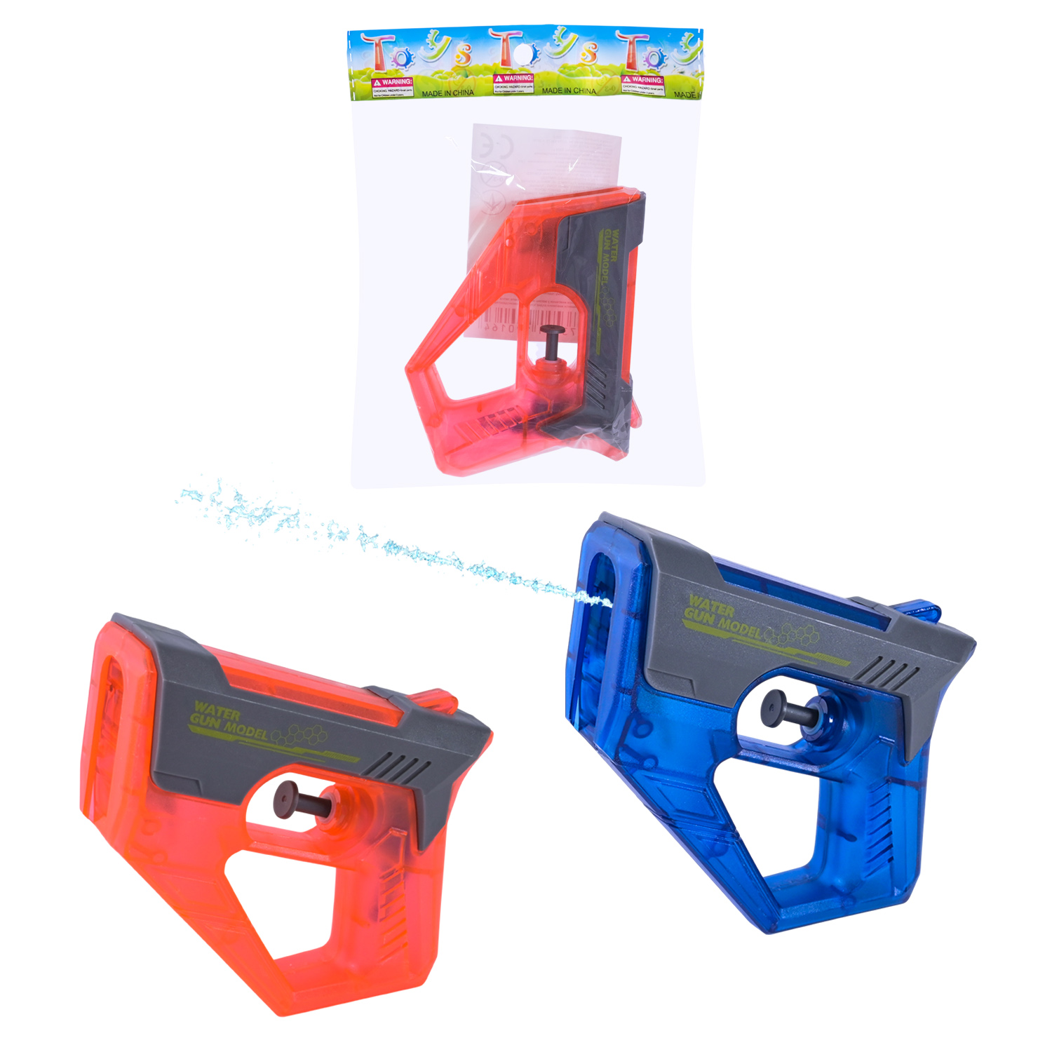 Водний пістолет арт. 0002 (360шт/2)  15 см 2 кольори, у пакеті 14*3*20 см