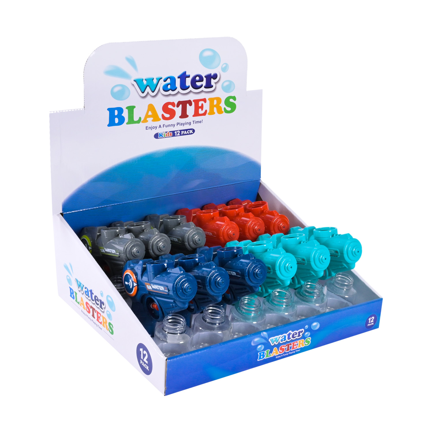 Водний пістолет арт. 8013A (216шт/2) 15 см з пляшкою 18дисл. по12 шт у дісплеї 4 кольори, р-р 16*4*18 см, у дисплеї 32*32*15 см