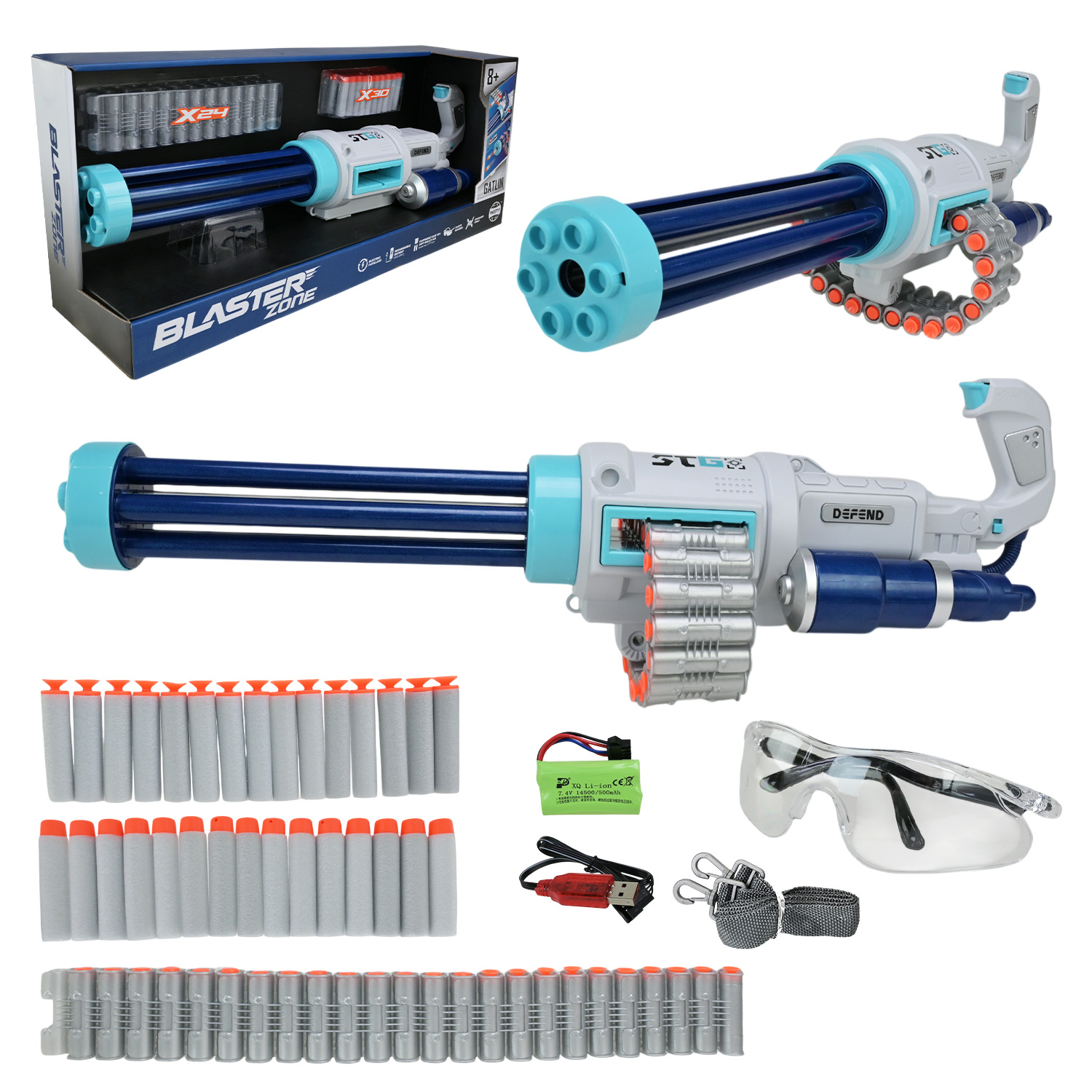 Автомат арт. WY2101B (6шт) акумулятор. стріляє поролоновими кулями, короб. 61,5 * 26 * 16см